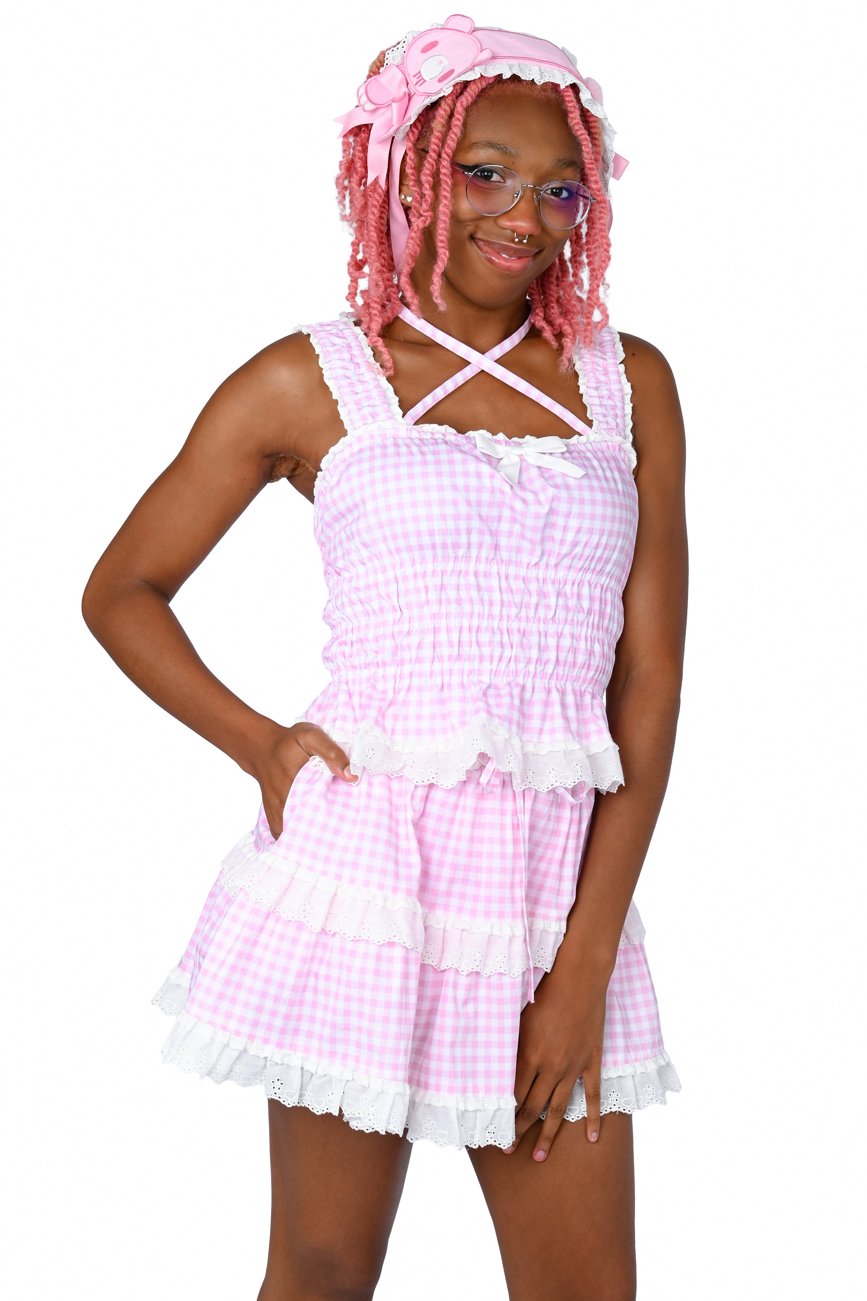 Katherine Shirred Camisole - Pink Gingham – My Violet