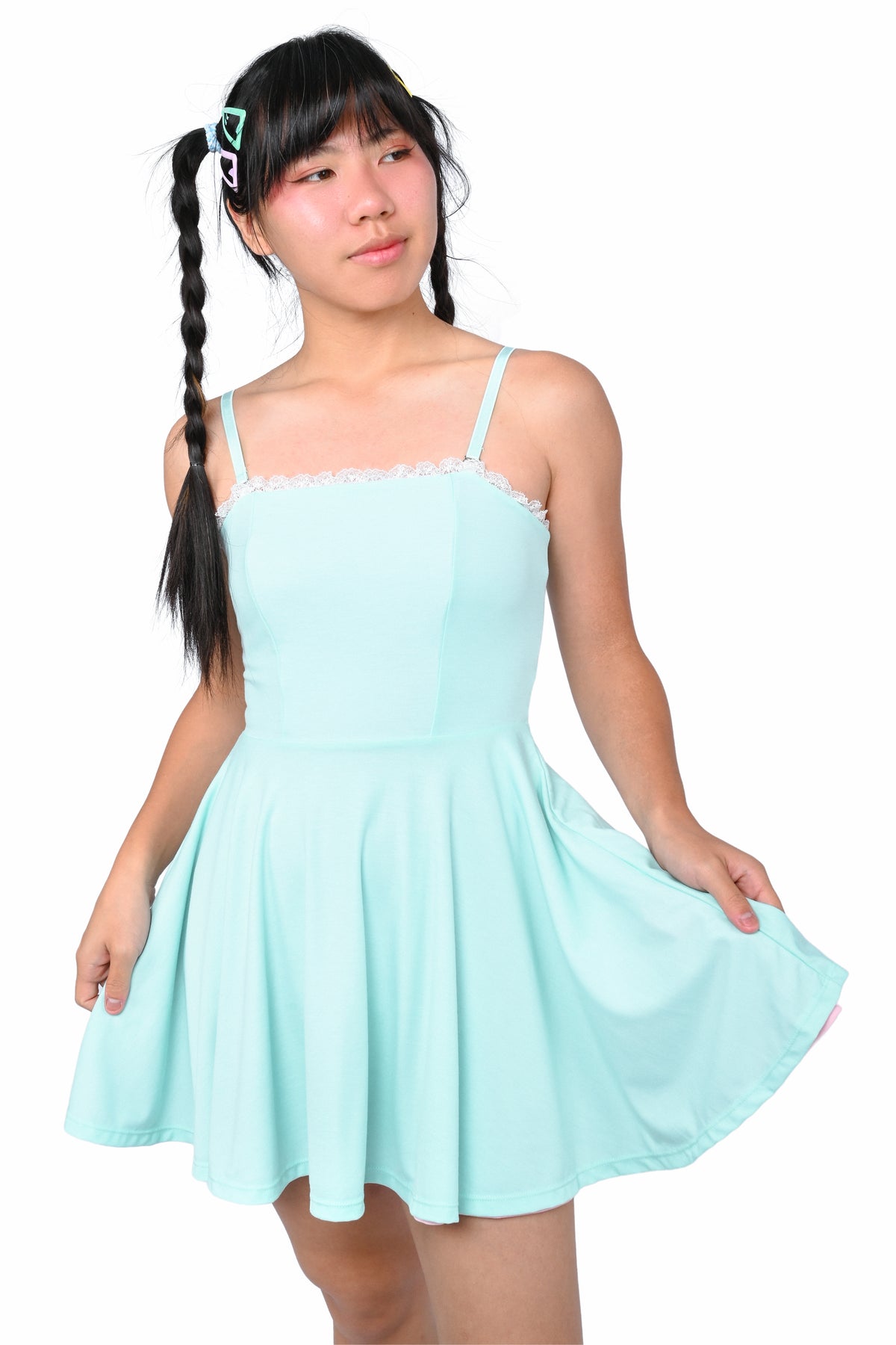 Basics Reversible Skater Dress - Mint/Pink