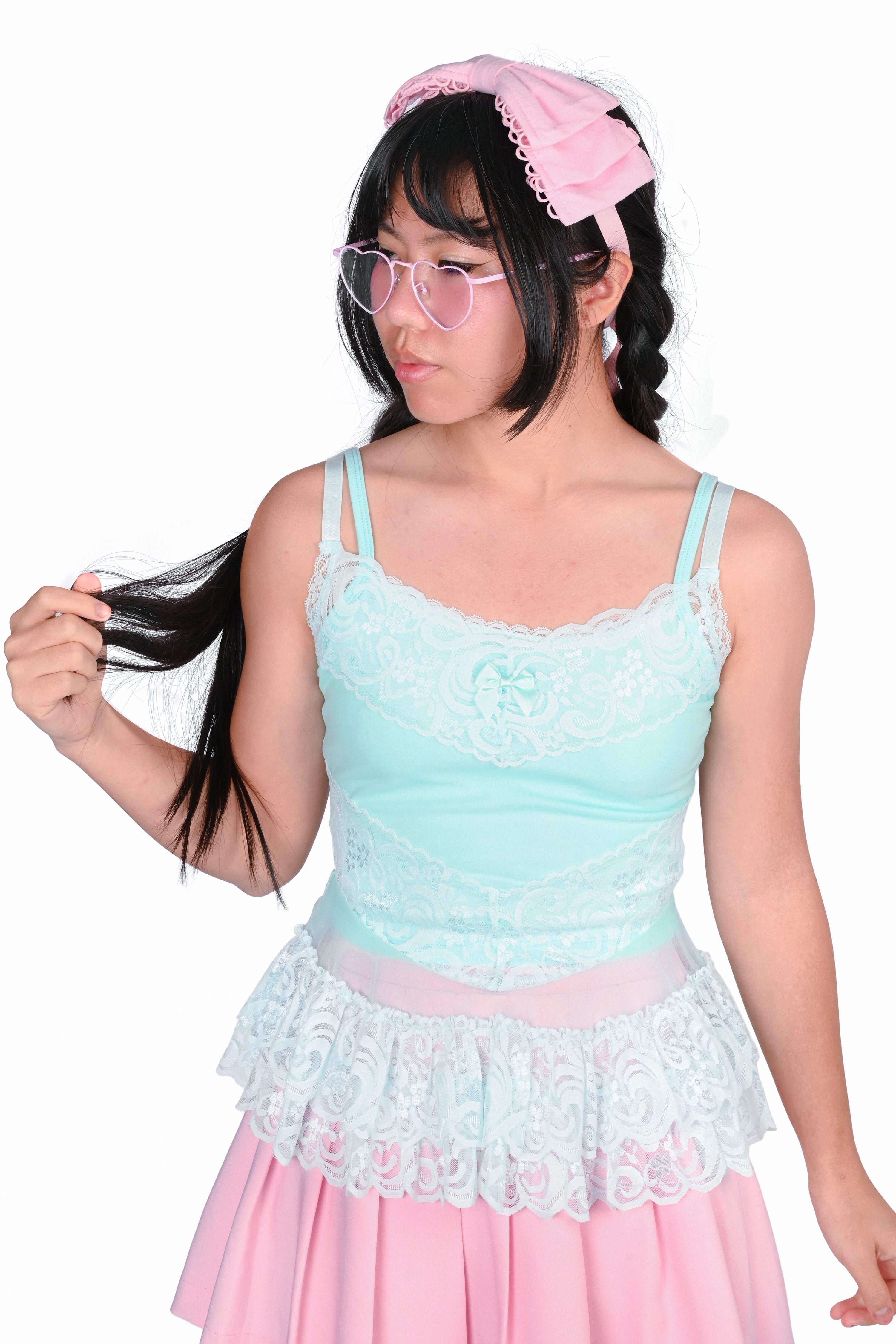【ELCHELE】MULTIPLY LACE×RIB CAMI - MINT DELPHIN LACE RIB CAMI