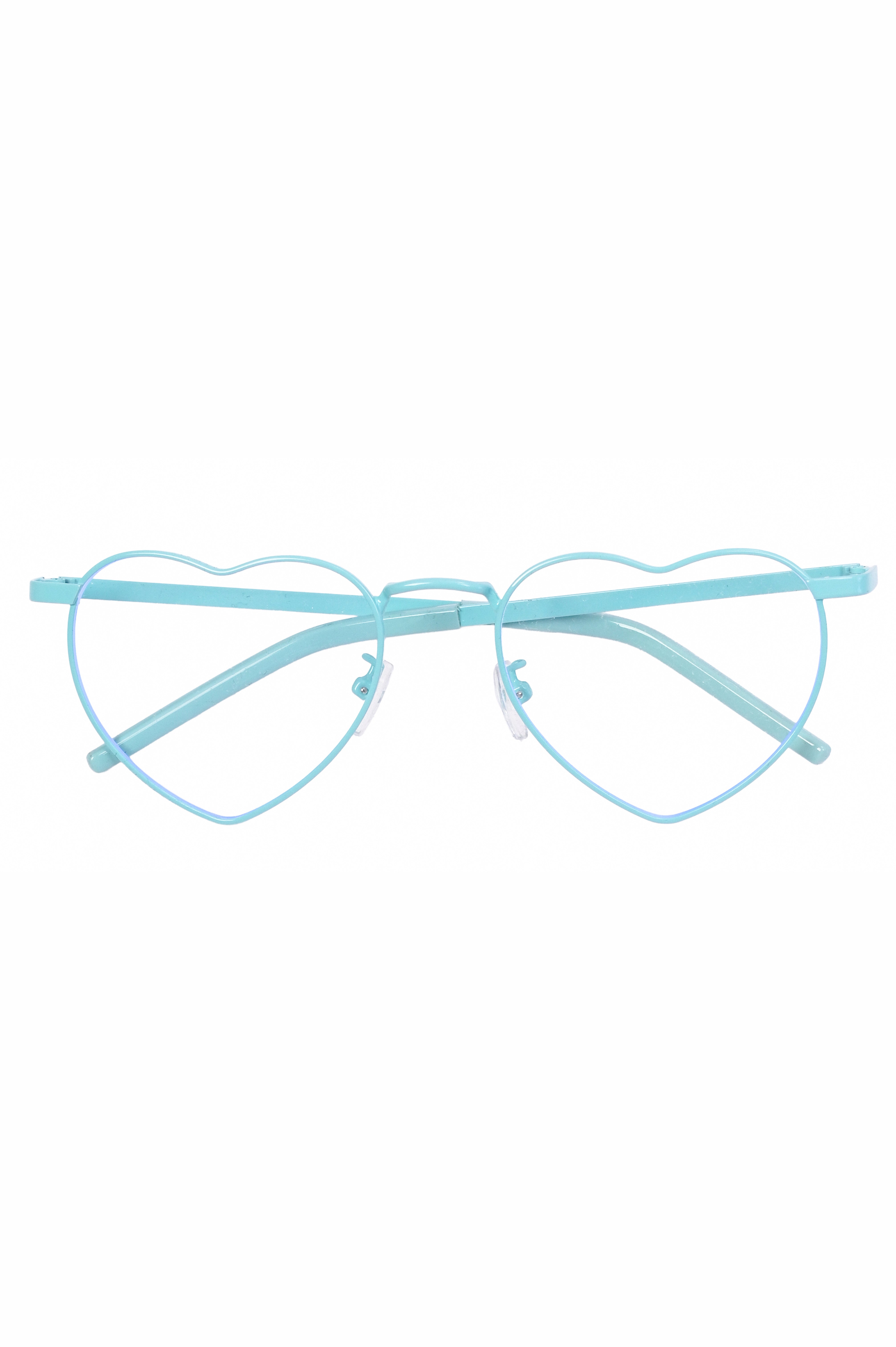 Mint heart-shaped eyeglasses on a white background
