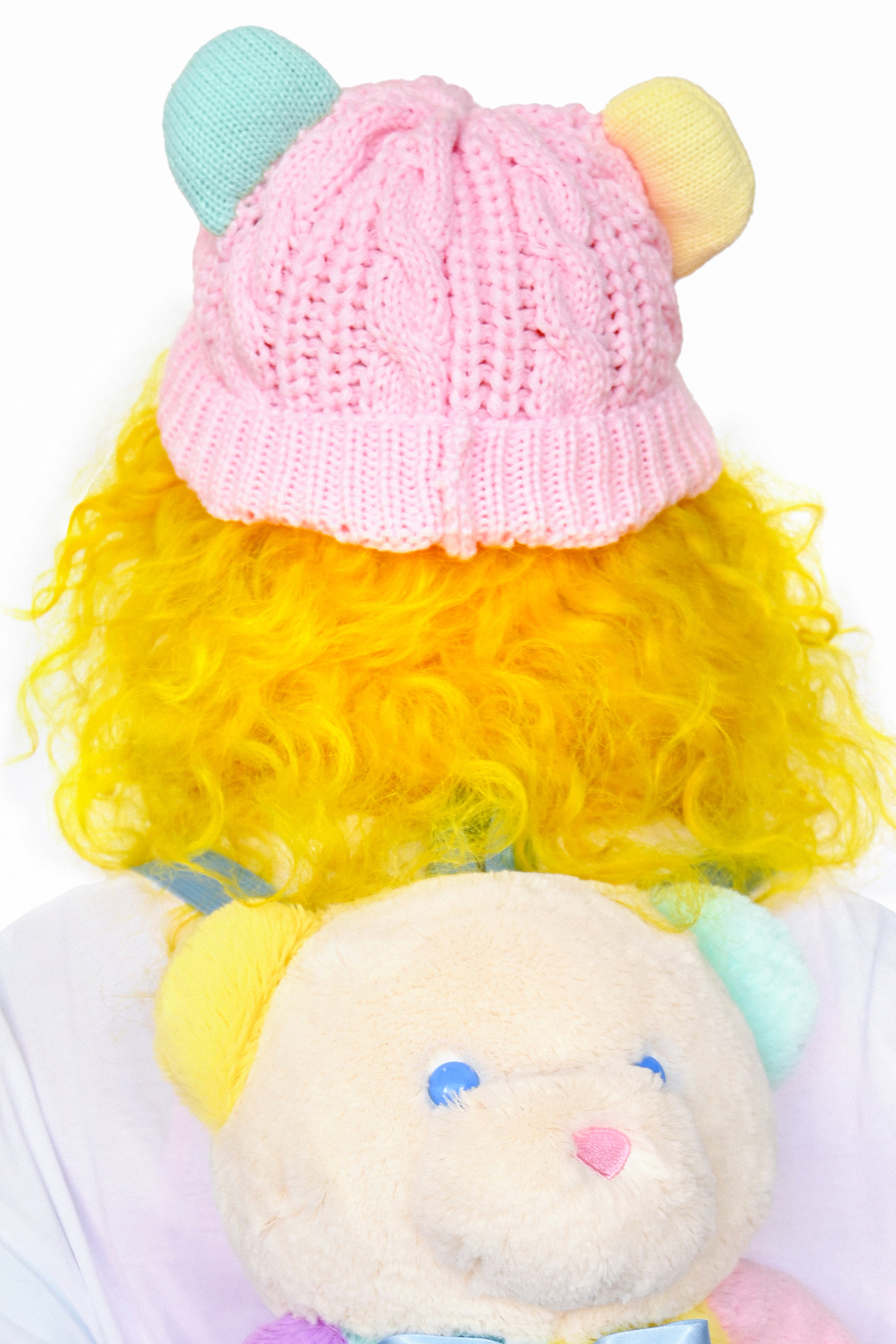 Patches Bear Colorblock Beanie - Pink