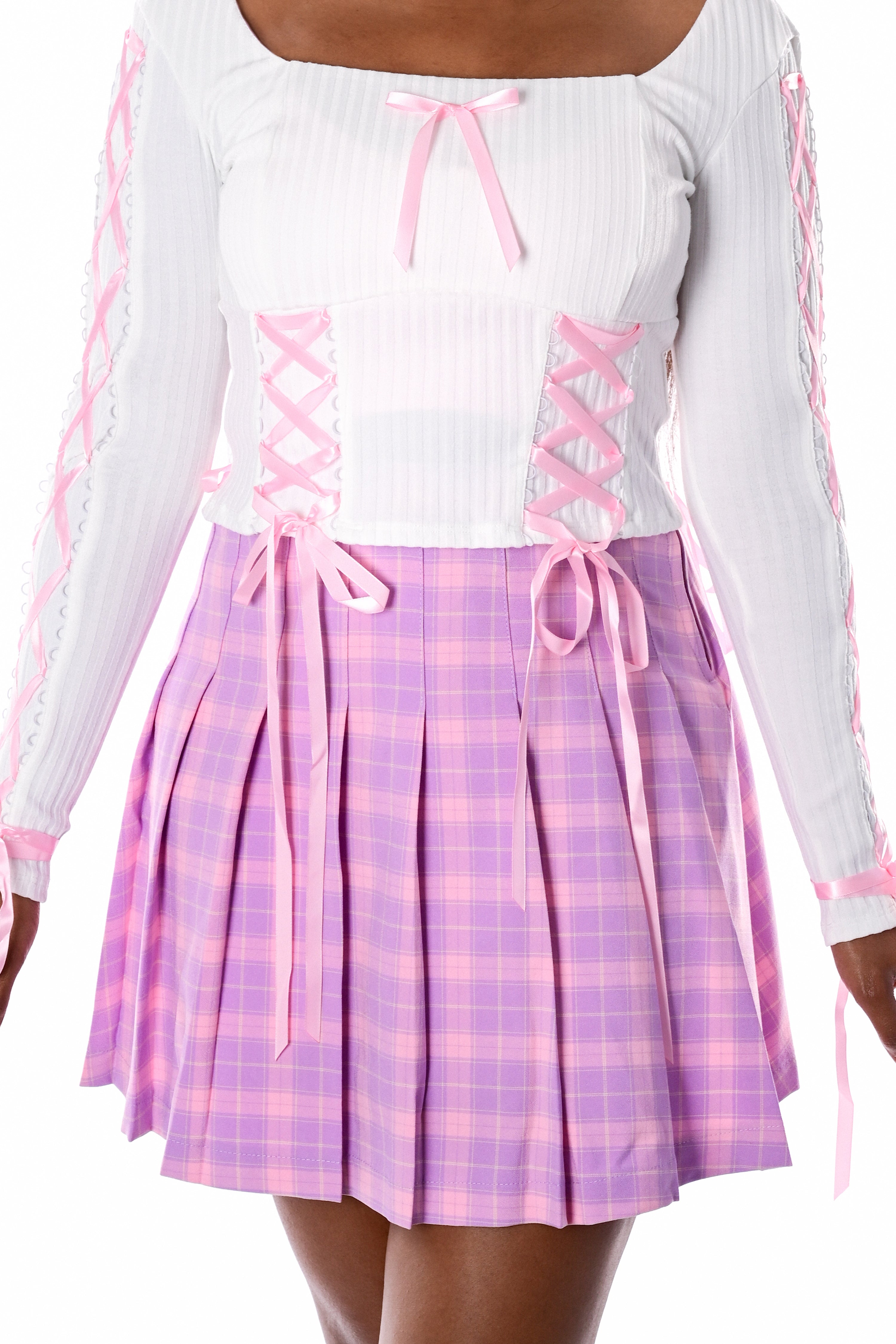 Claire Pleated Skirt - Pastel Plaid