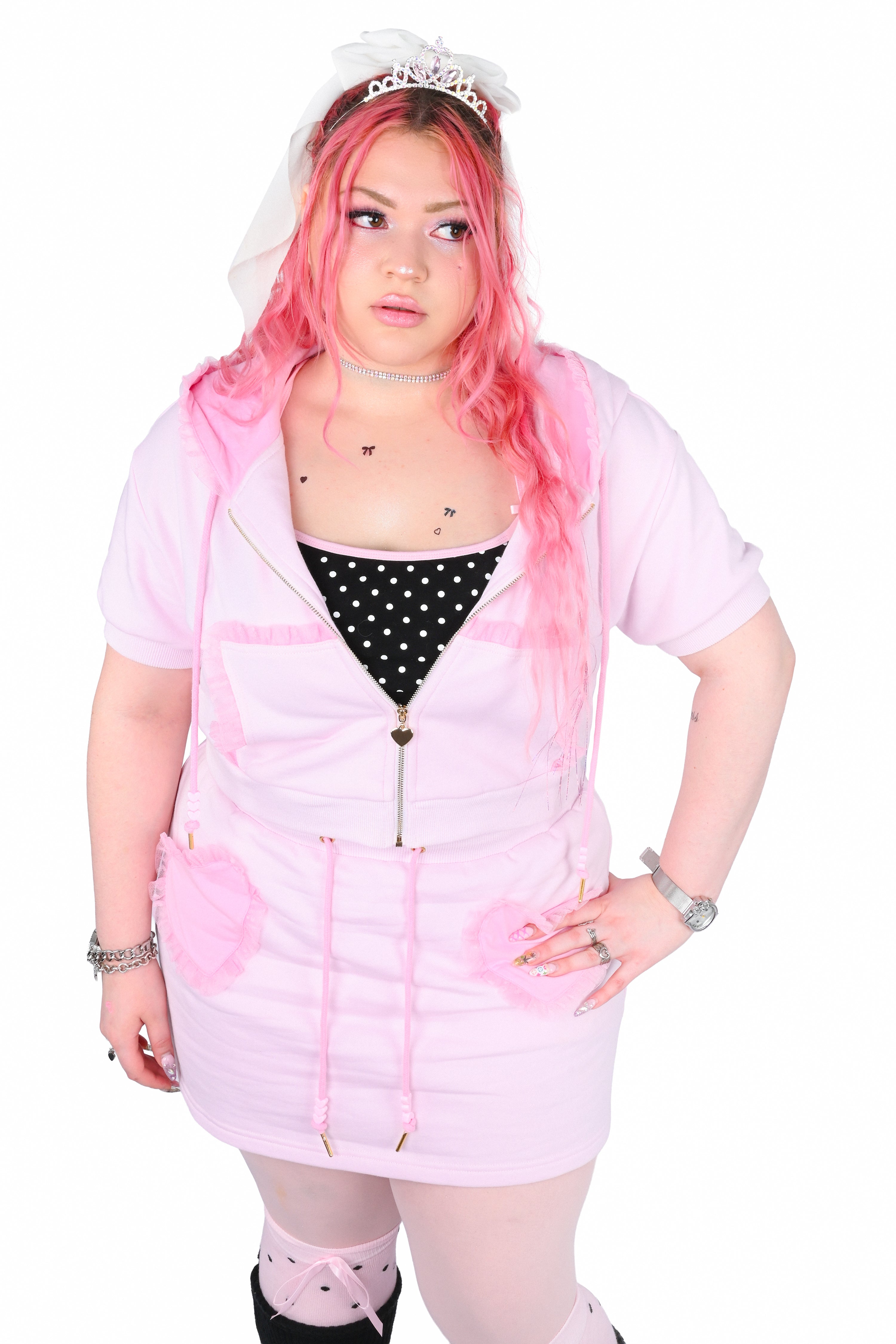 Sugarheart Short-Sleeve Cropped Hoodie – My Violet
