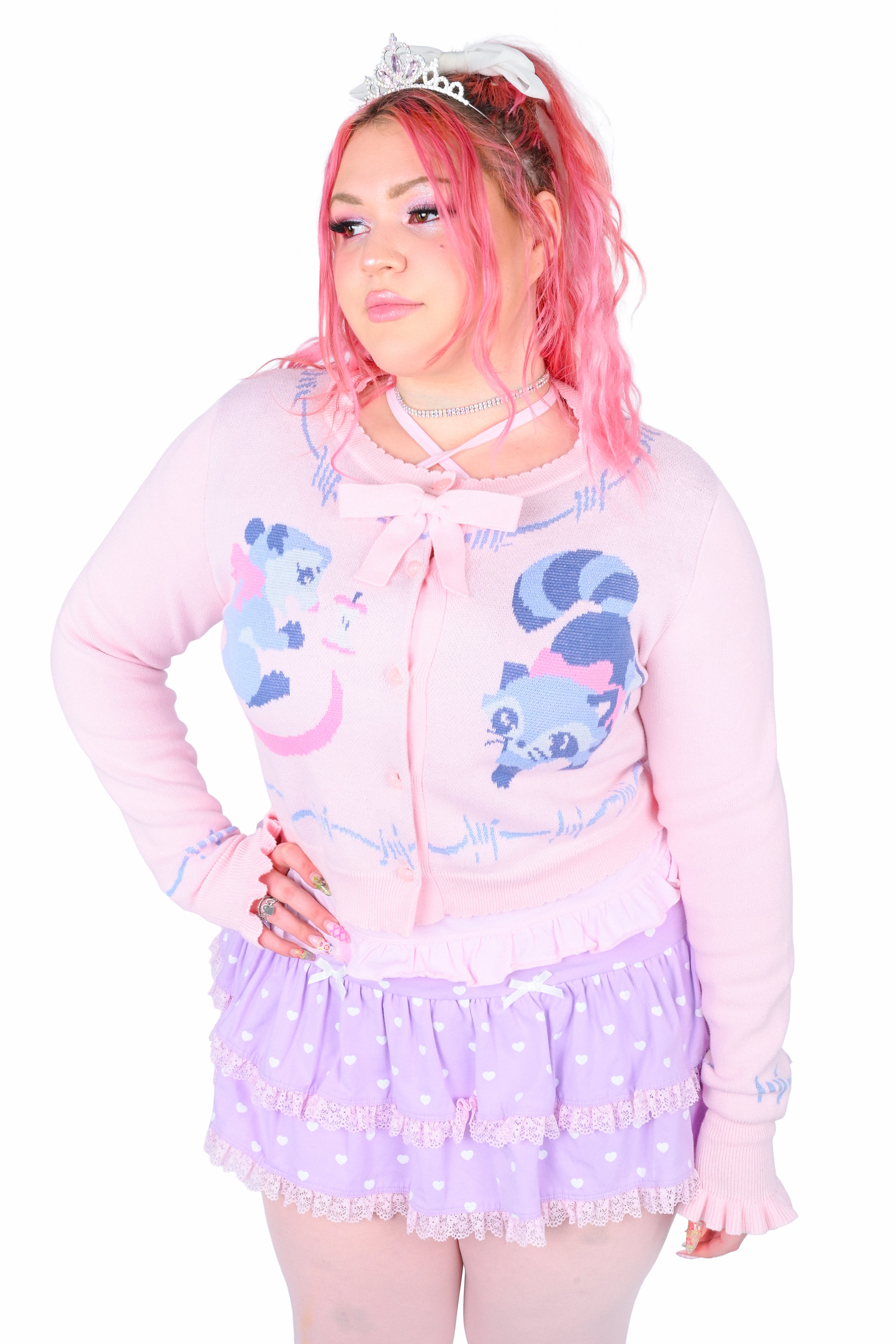 Trash Parade Cropped Cardigan - Pink