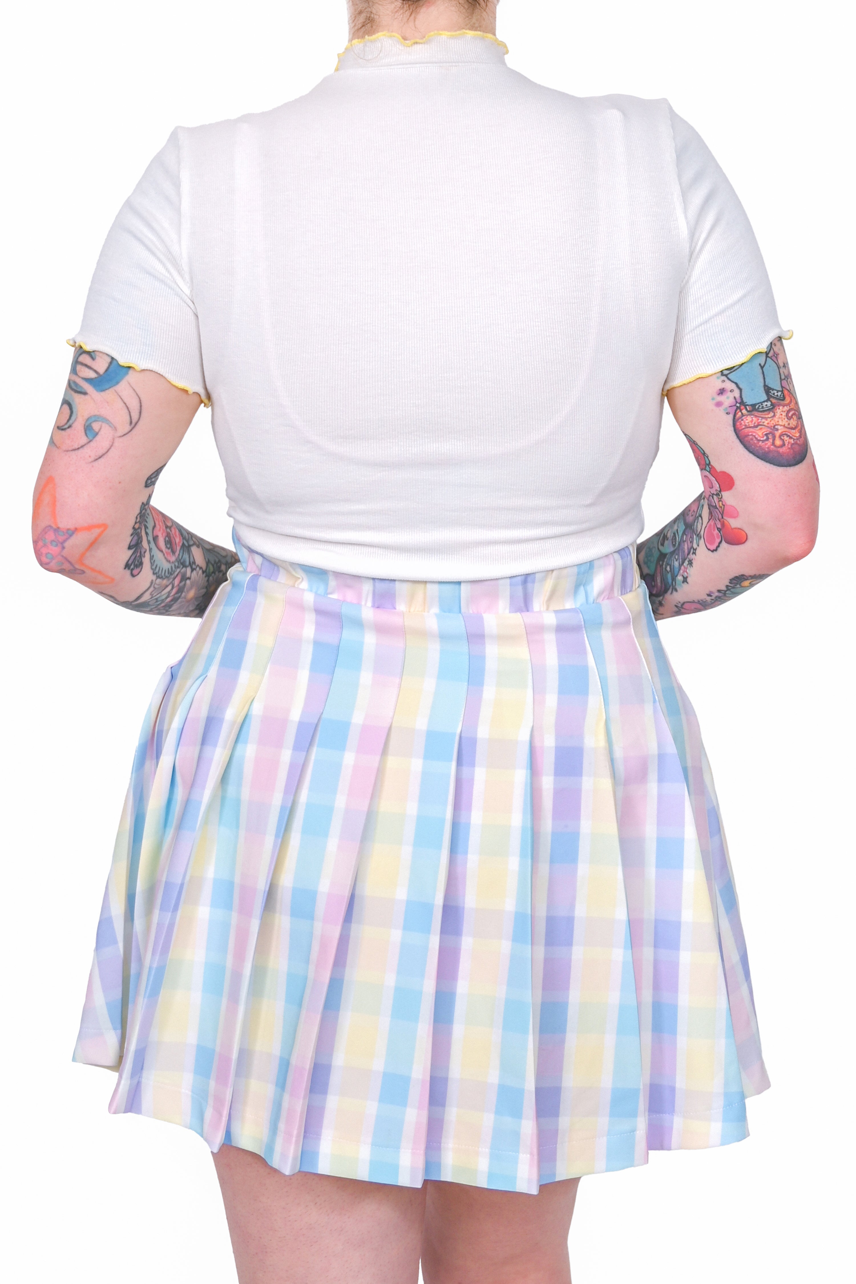 Claire Pleated Skirt - Rainbow Plaid