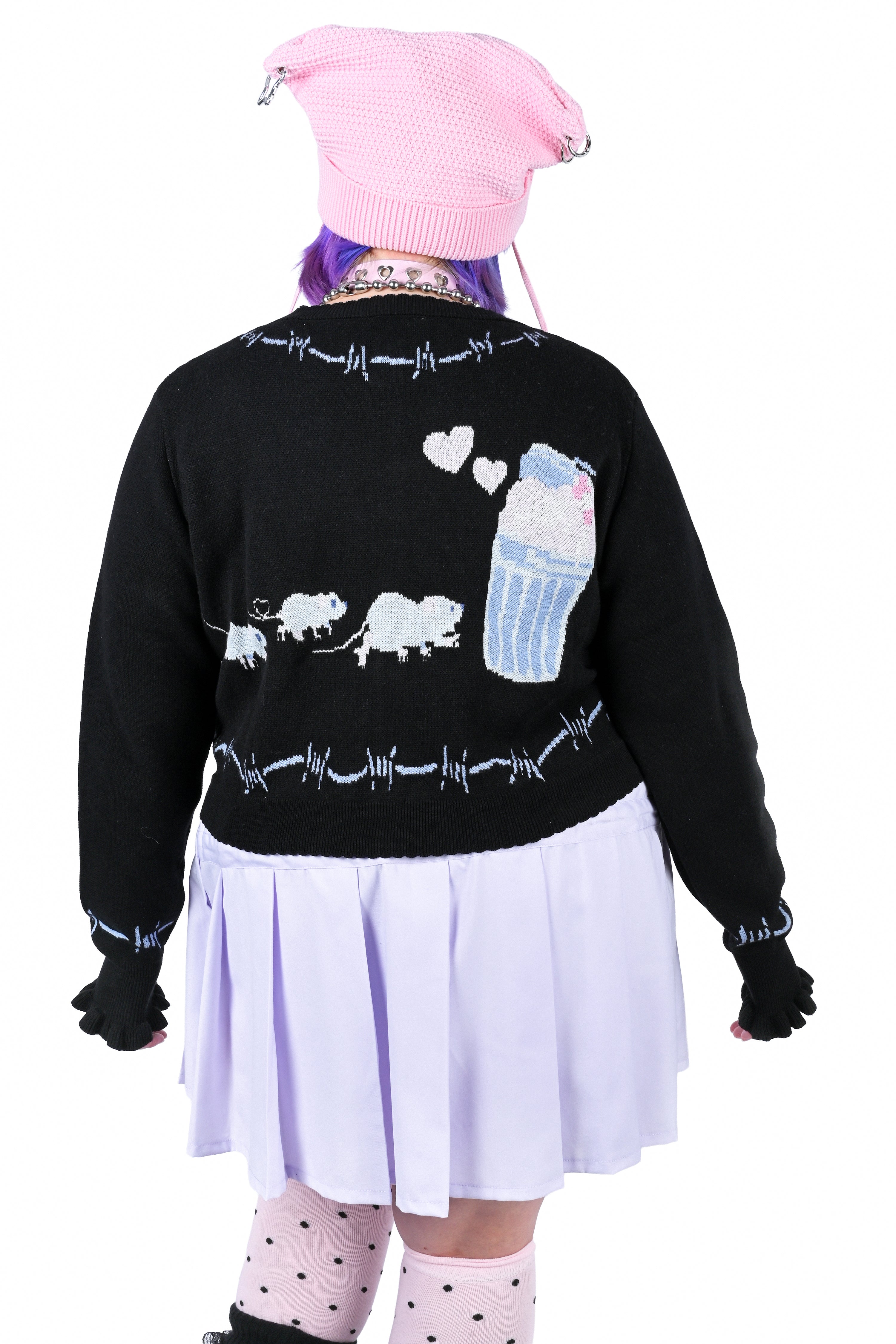 Trash Parade Cropped Cardigan - Black