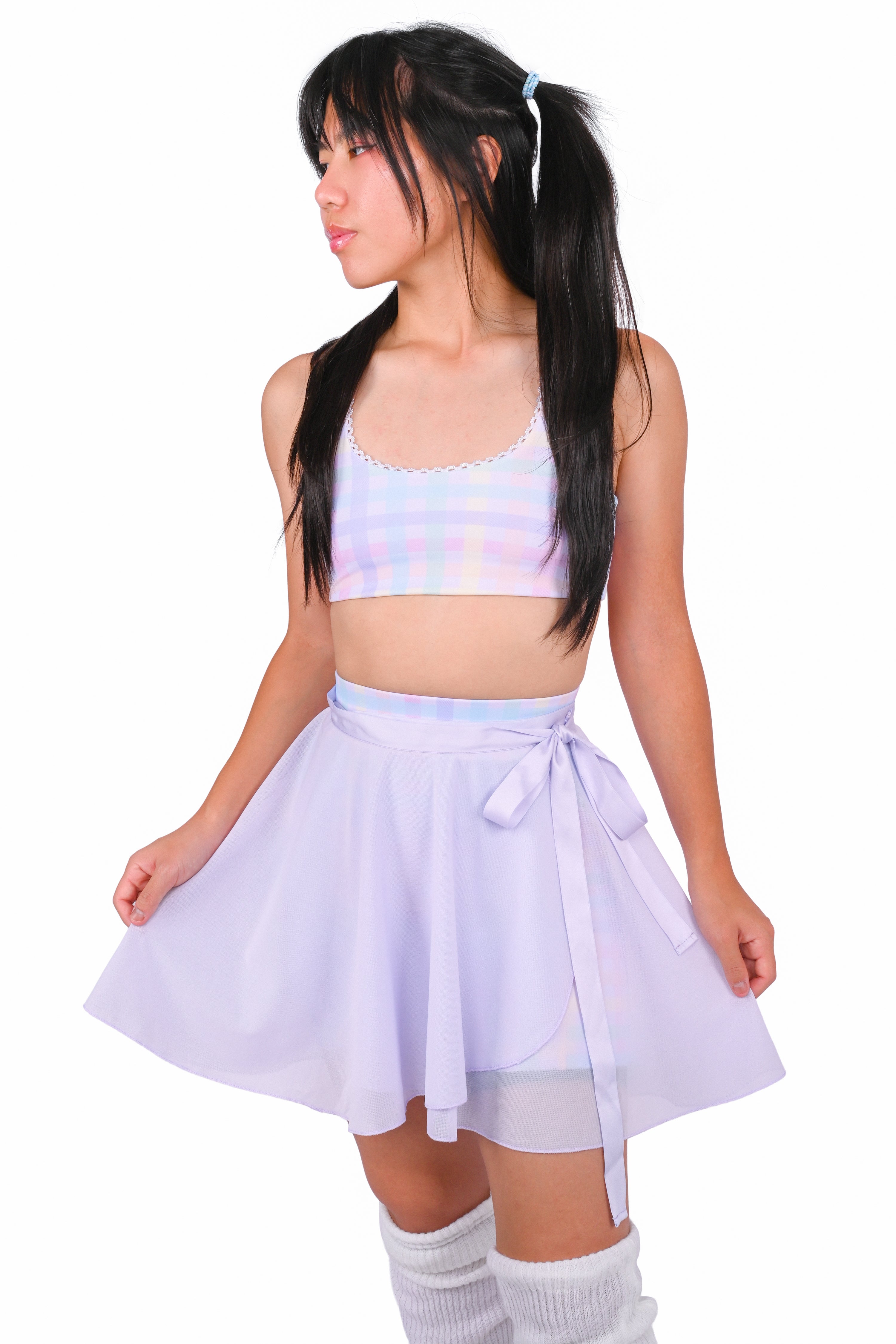 Rainbow Gingham Shorts and Wrap Skirt Set