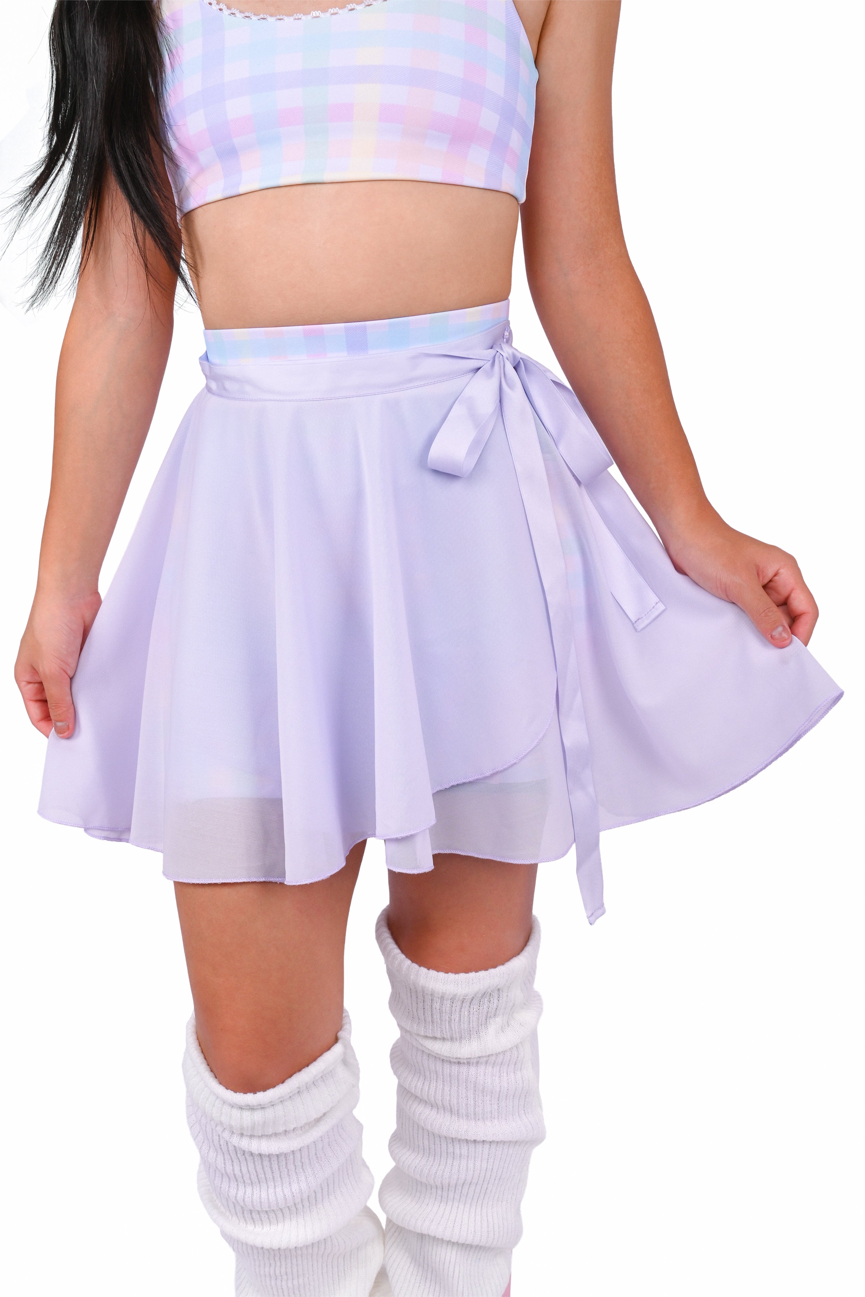 Rainbow Gingham Shorts and Wrap Skirt Set