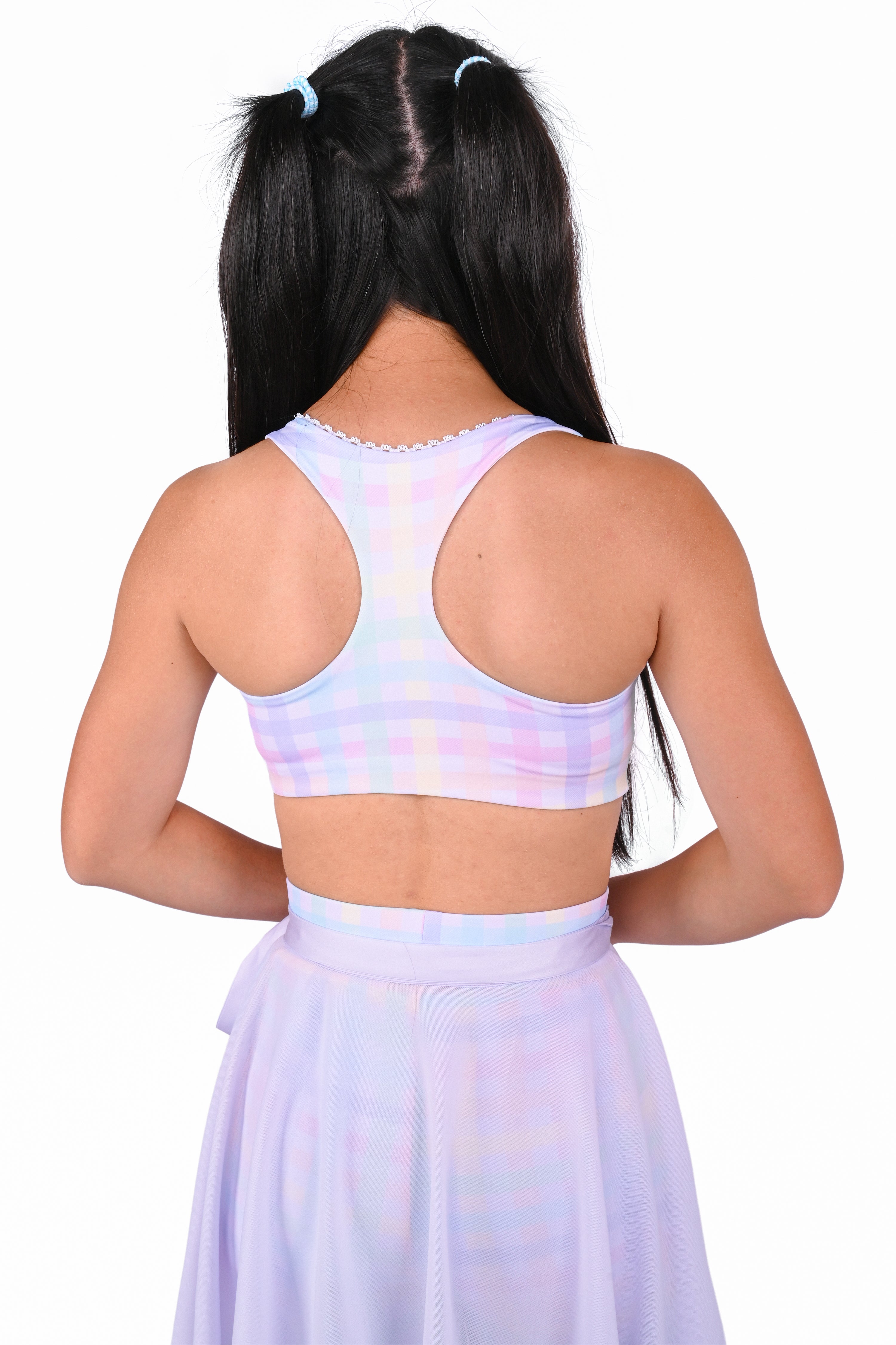Rainbow Gingham Racerback Sports Bra