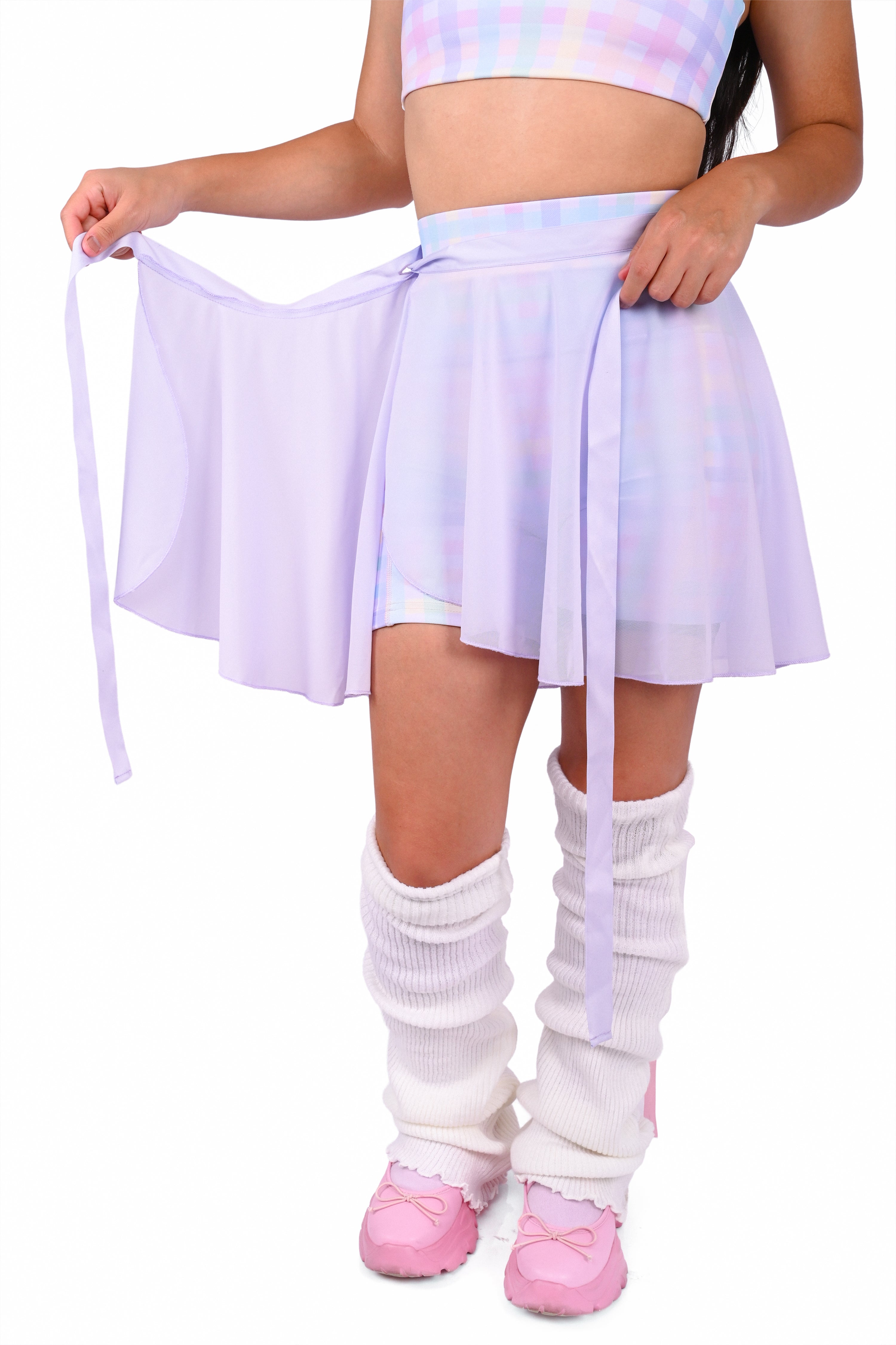 Rainbow Gingham Shorts and Wrap Skirt Set