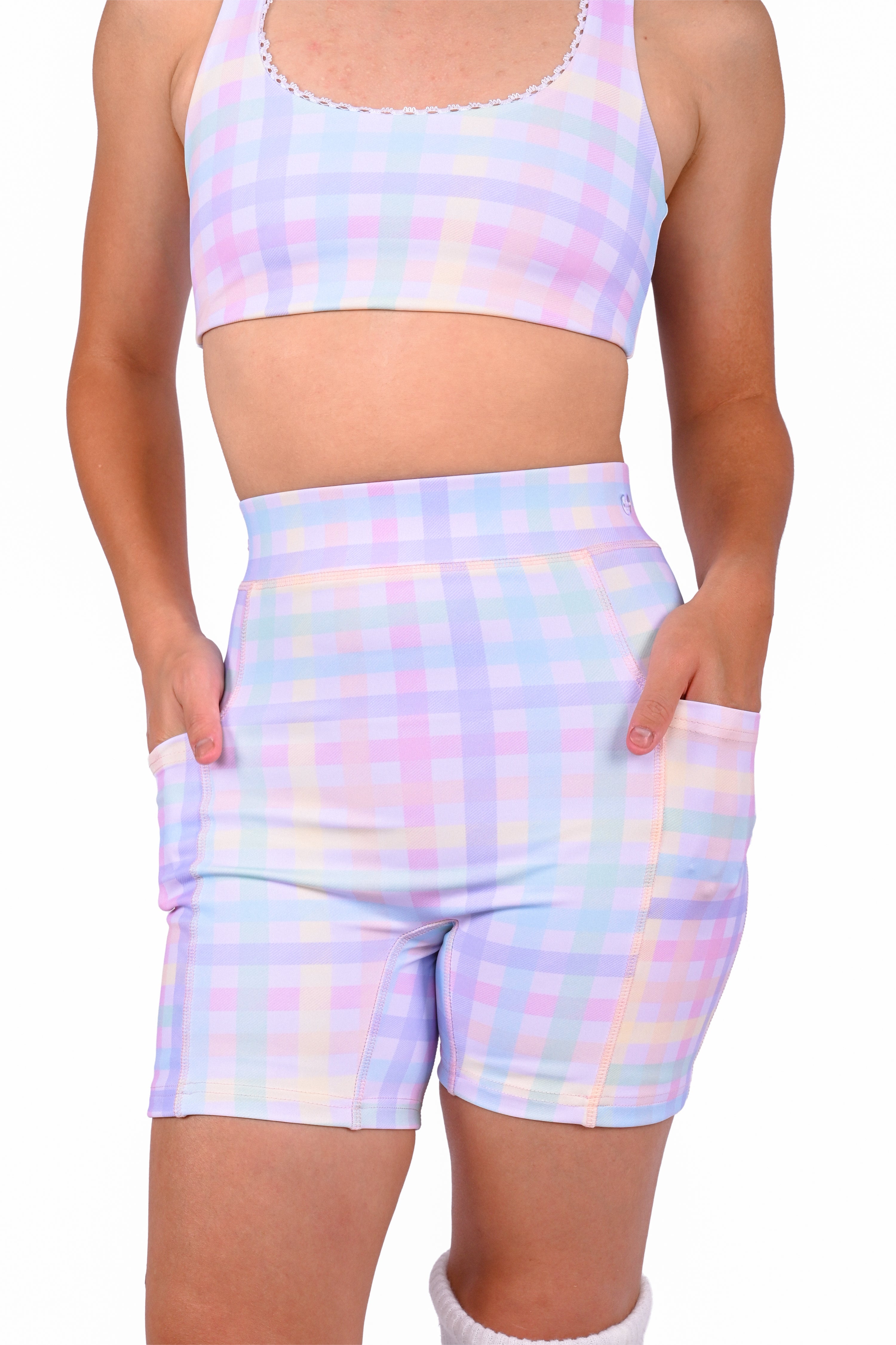Rainbow Gingham Shorts and Wrap Skirt Set – My Violet