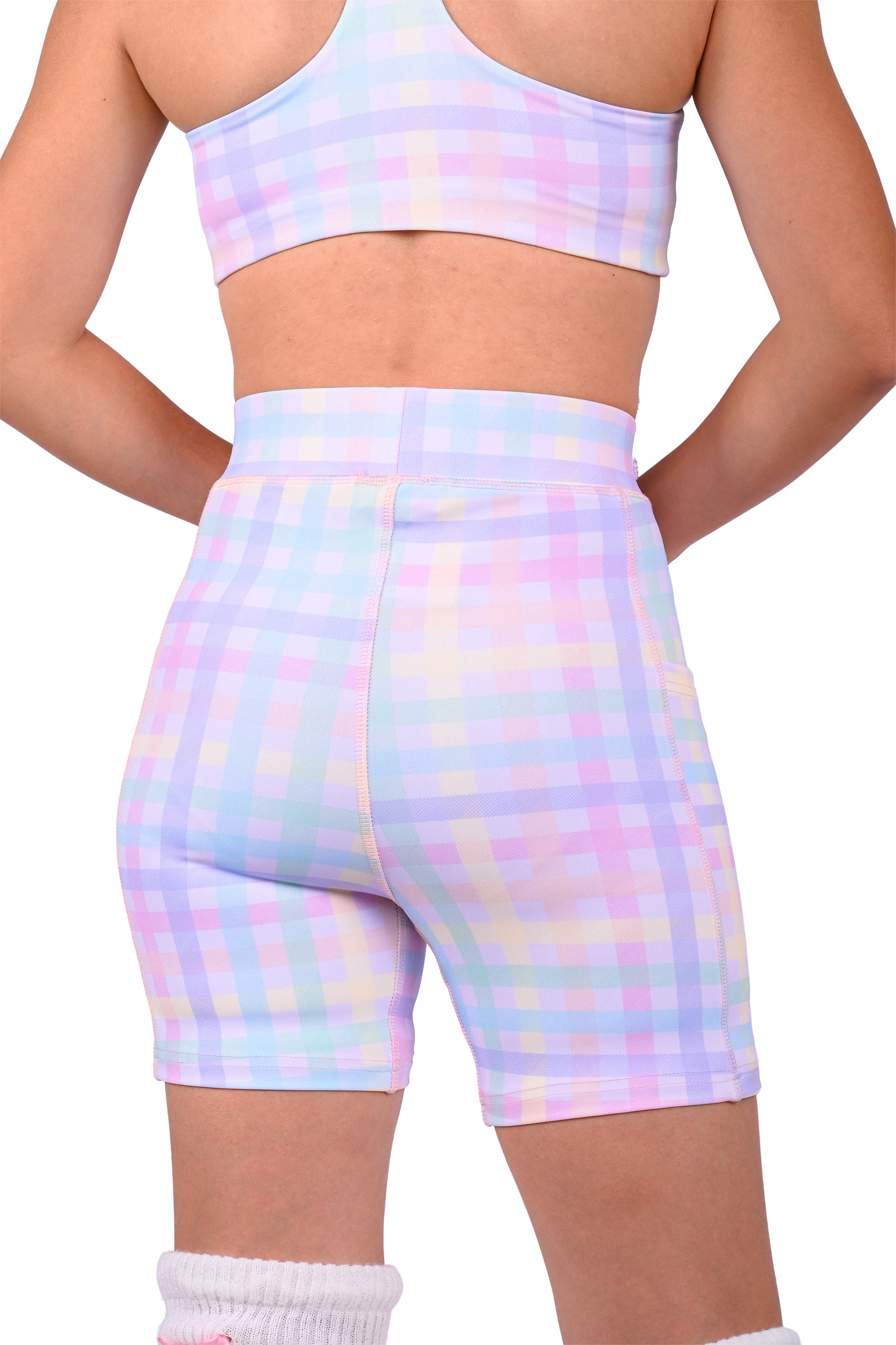 Rainbow Gingham Shorts and Wrap Skirt Set