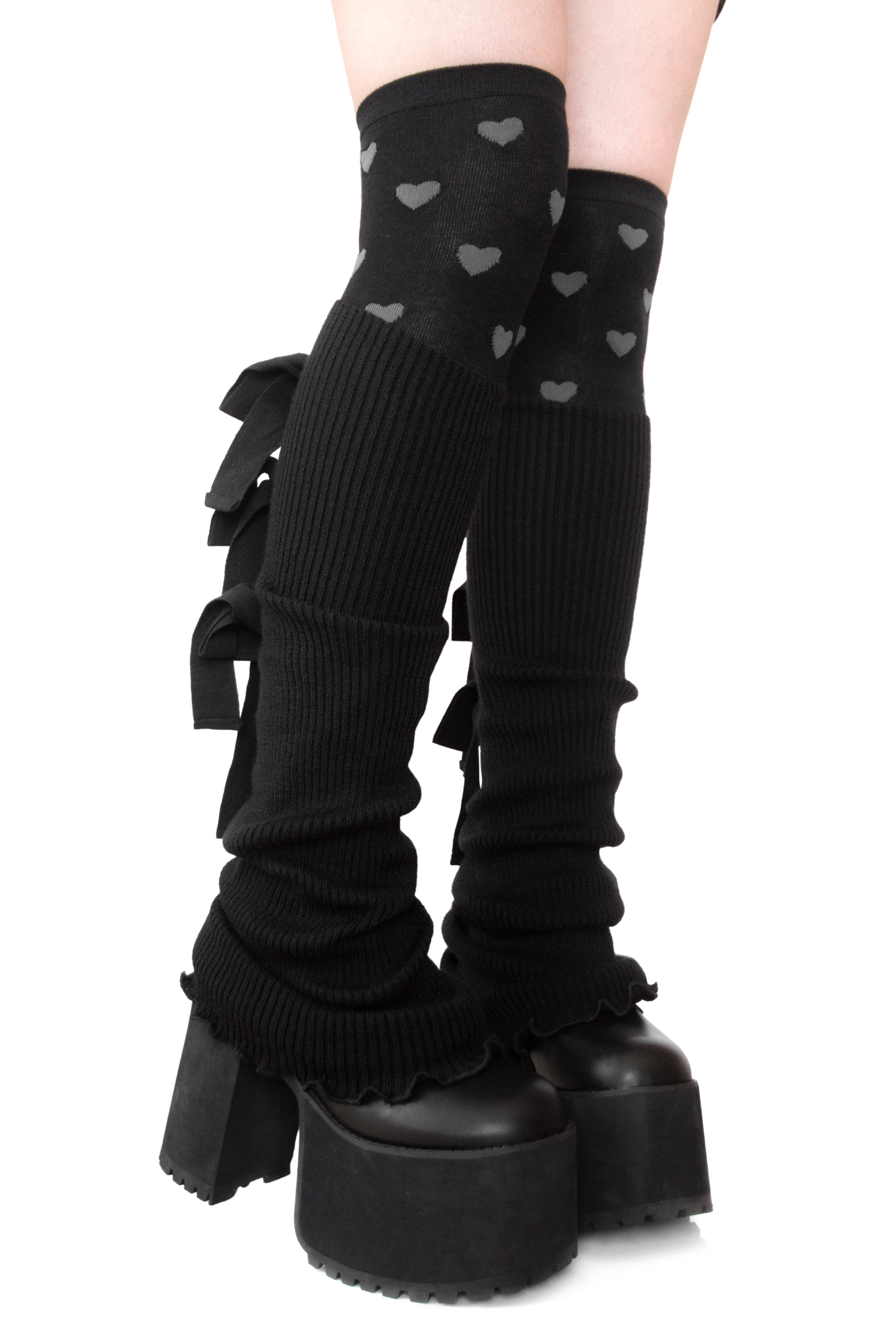 Sugar Ribbon Leg Warmers - Black