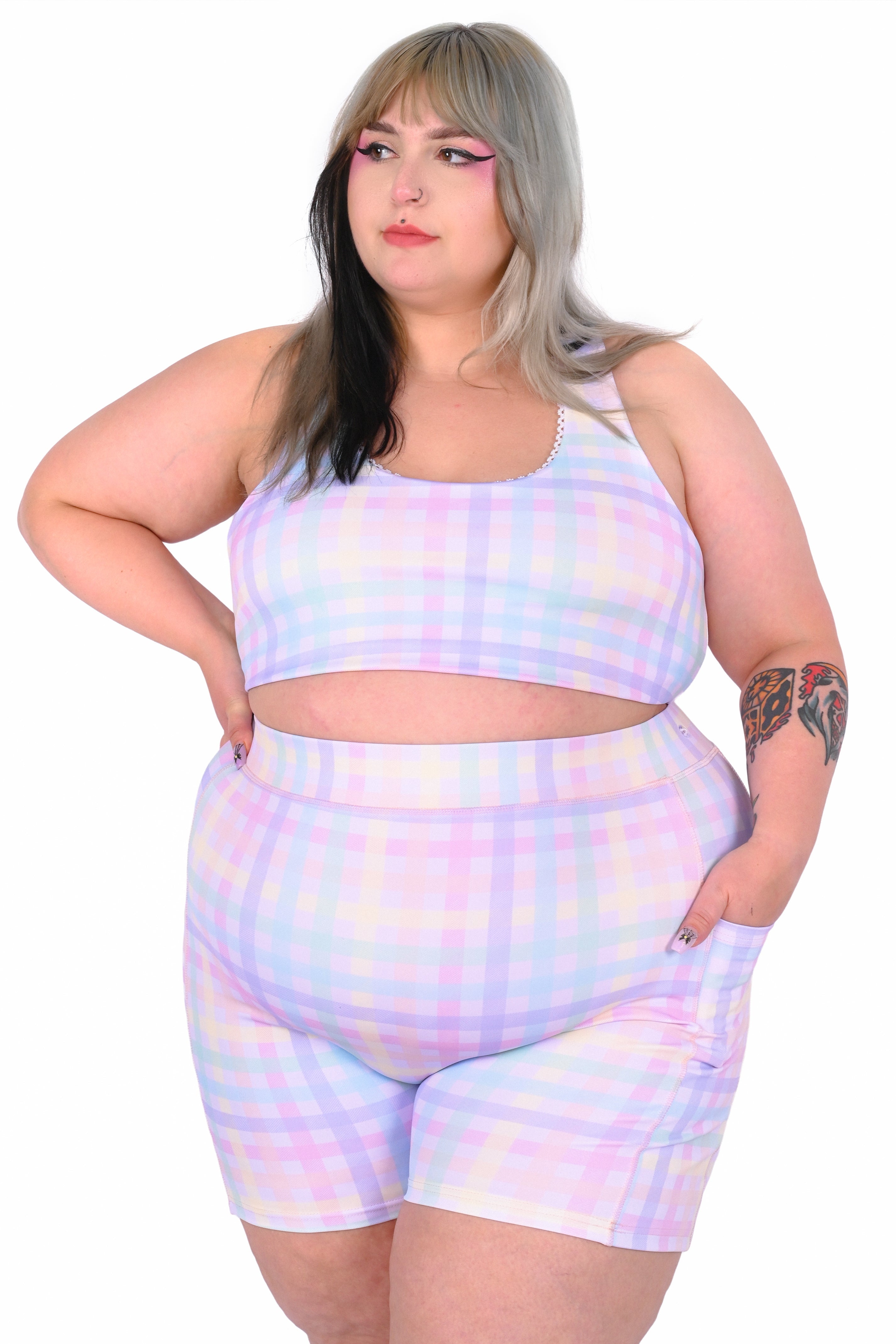 Rainbow Gingham Shorts and Wrap Skirt Set – My Violet