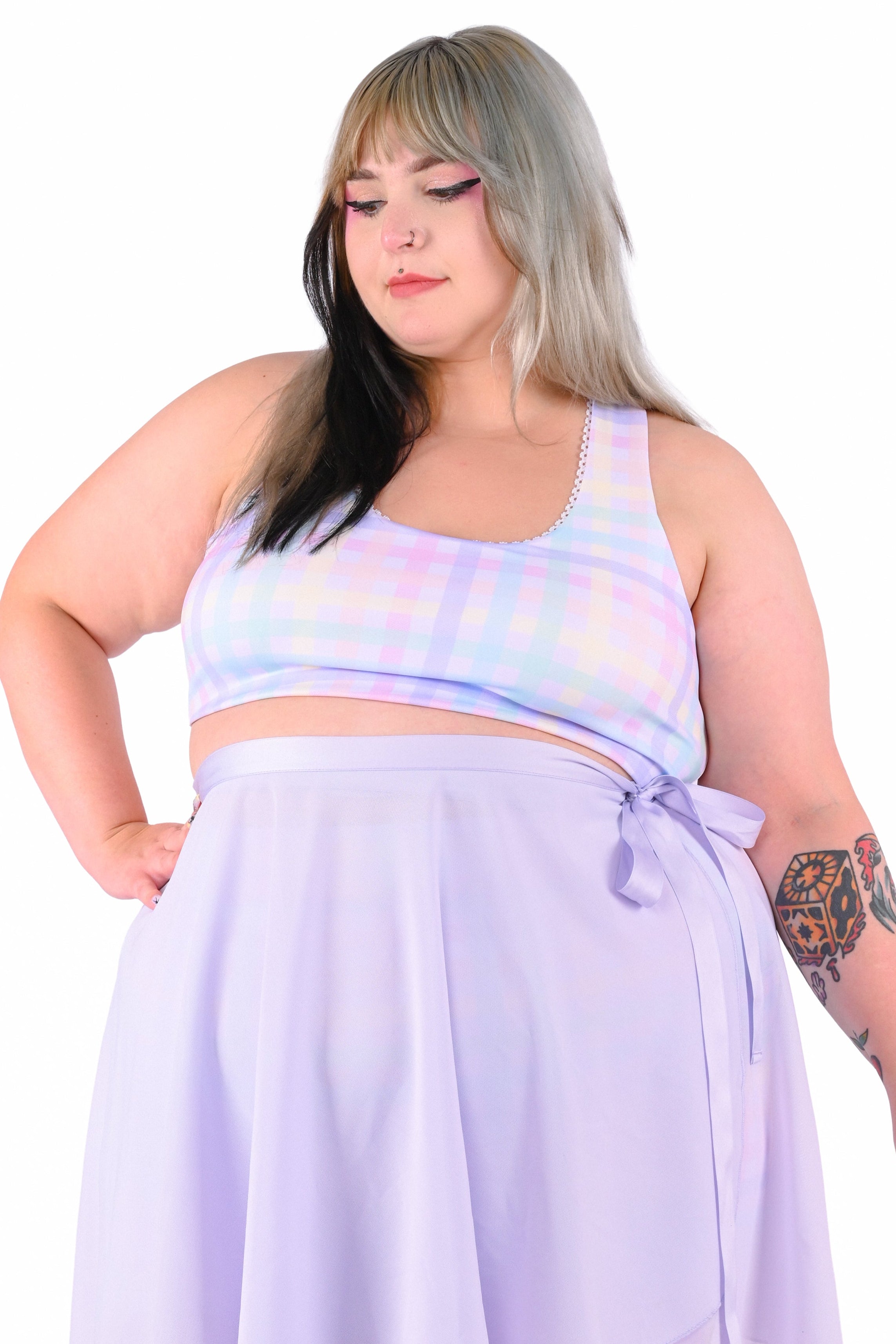 Rainbow Gingham Racerback Sports Bra