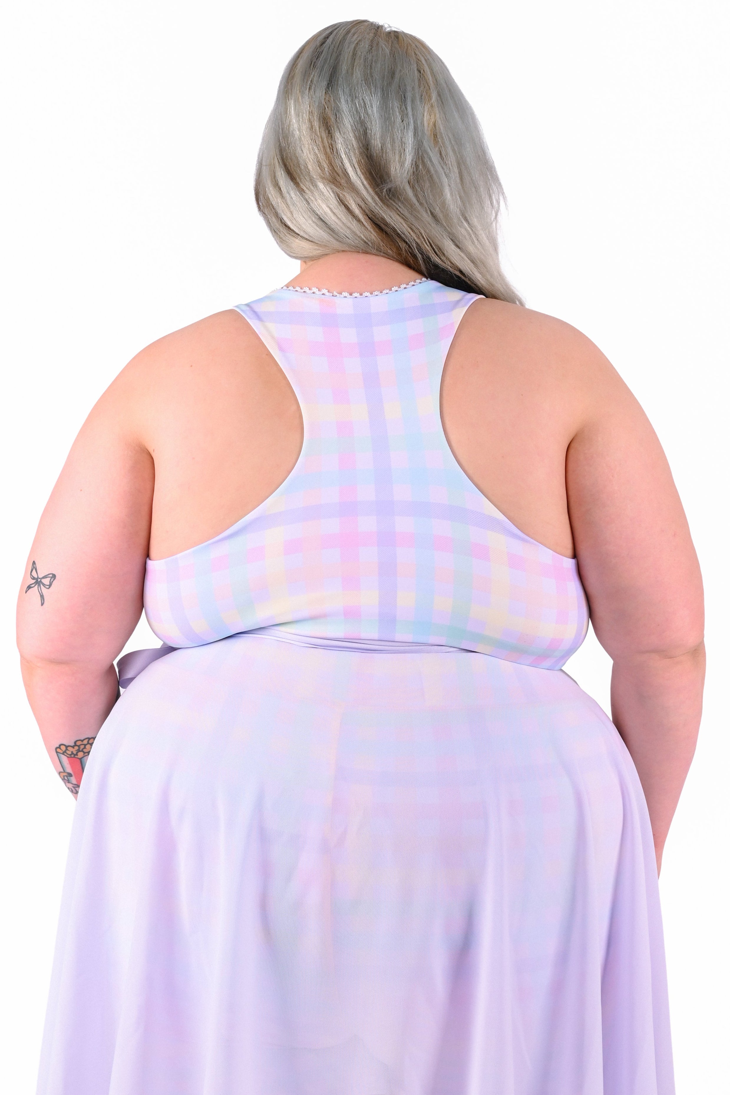 Rainbow Gingham Racerback Sports Bra