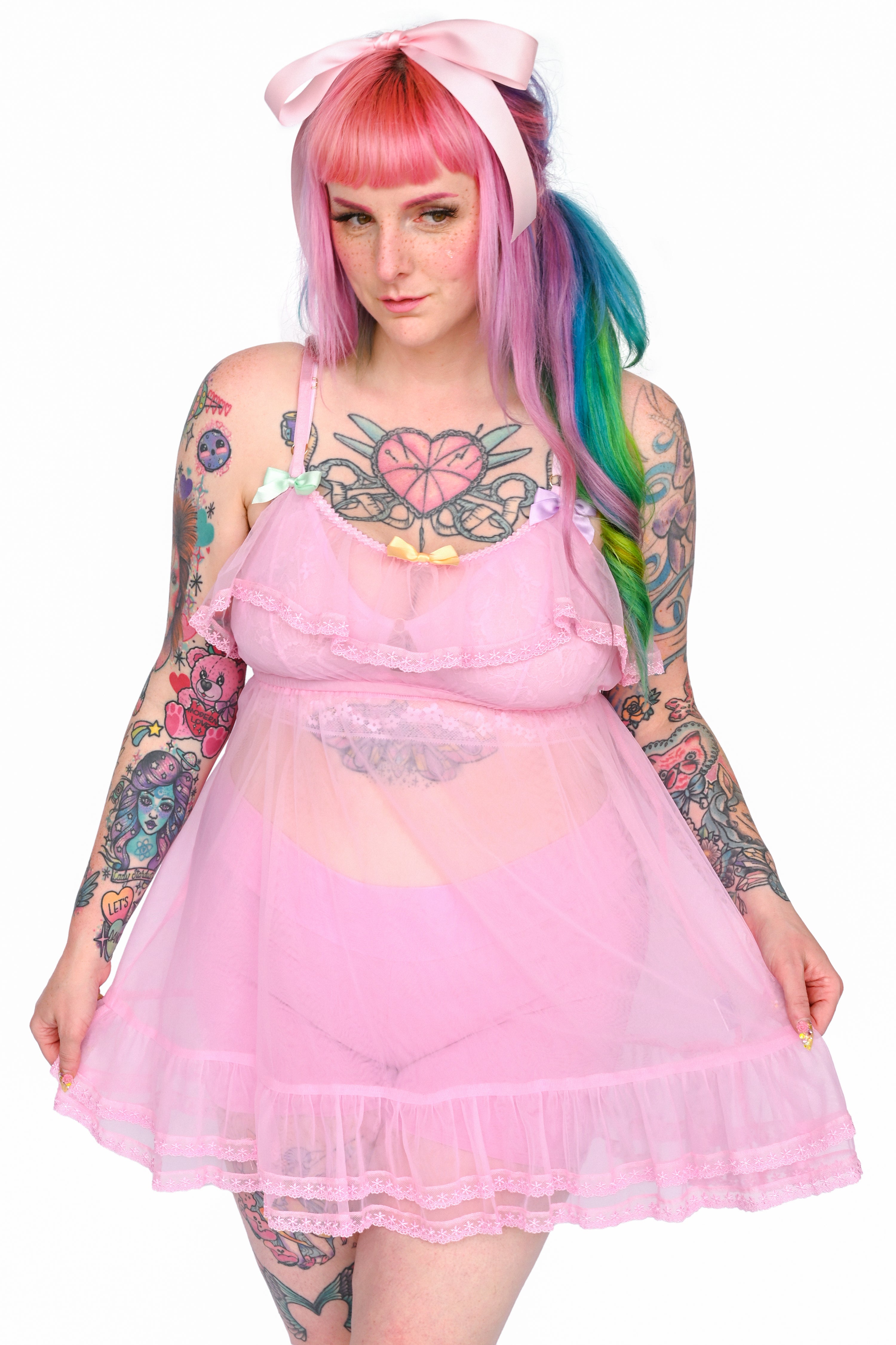Powder Room Babydoll Dress - Pink
