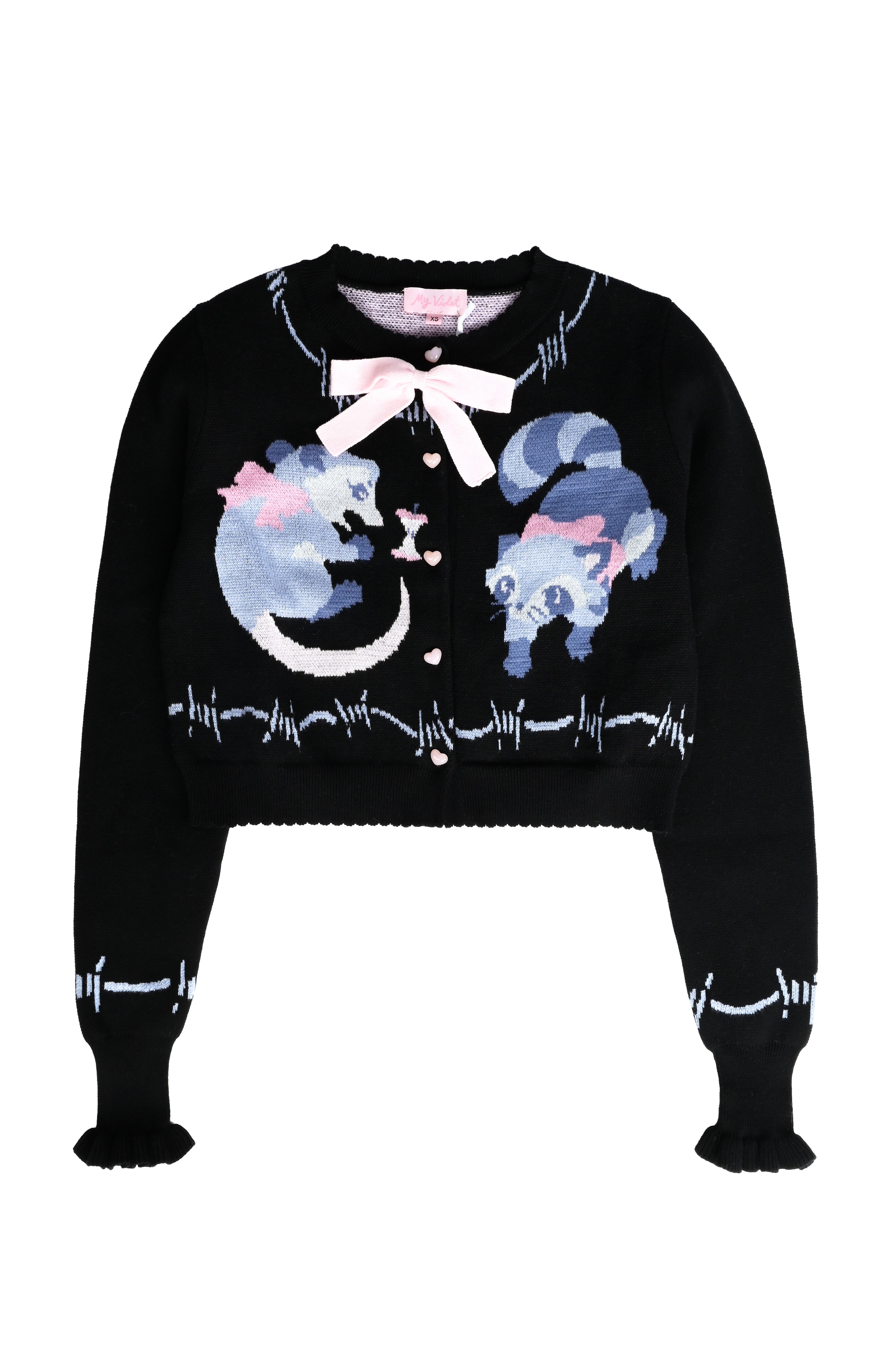 Trash Parade Cropped Cardigan - Black