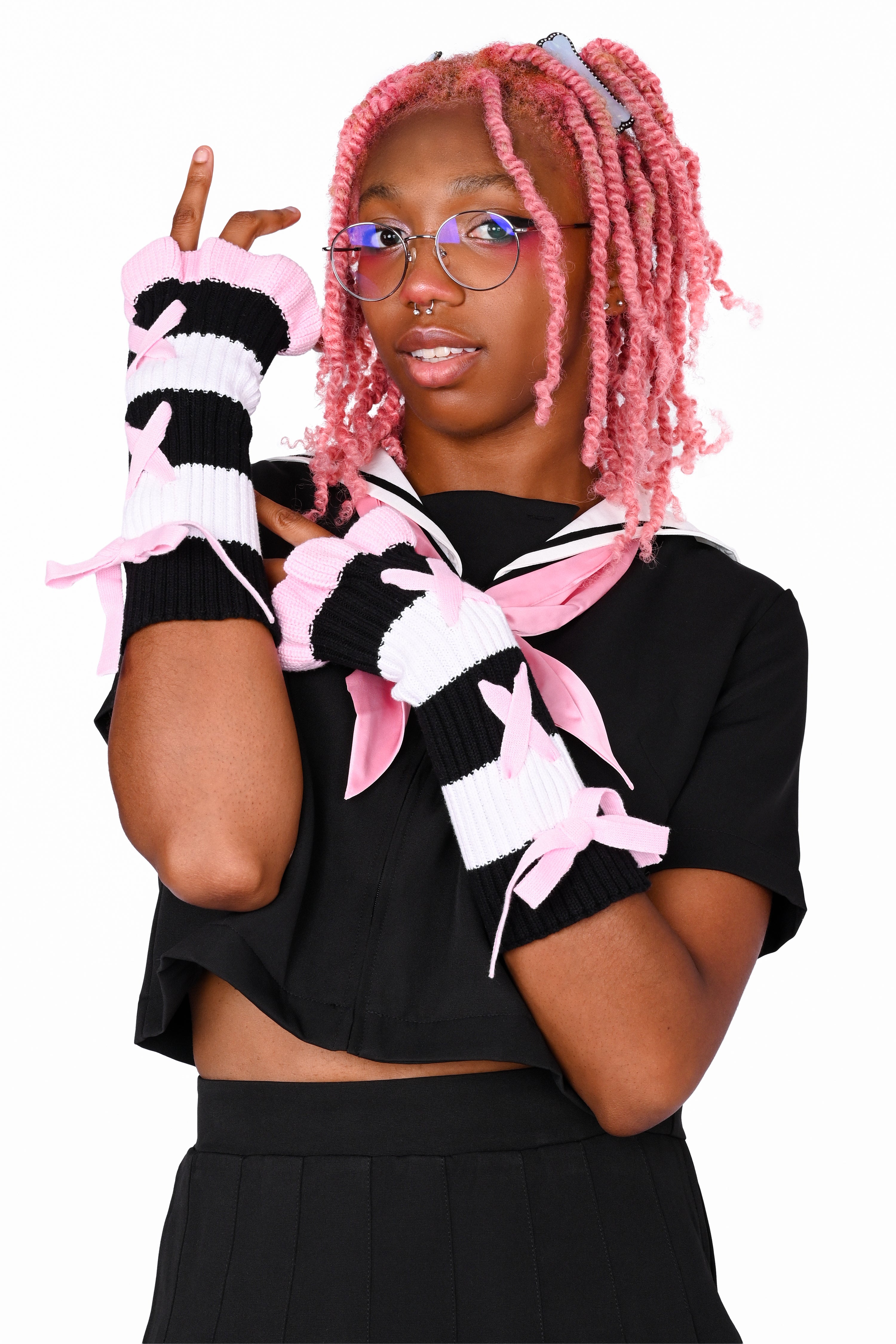 小物 rurumu: multi stripe arm warmer rurumu:（ルルムウ）の「rurumu:/ルルムウ/multi stripe arm warmer