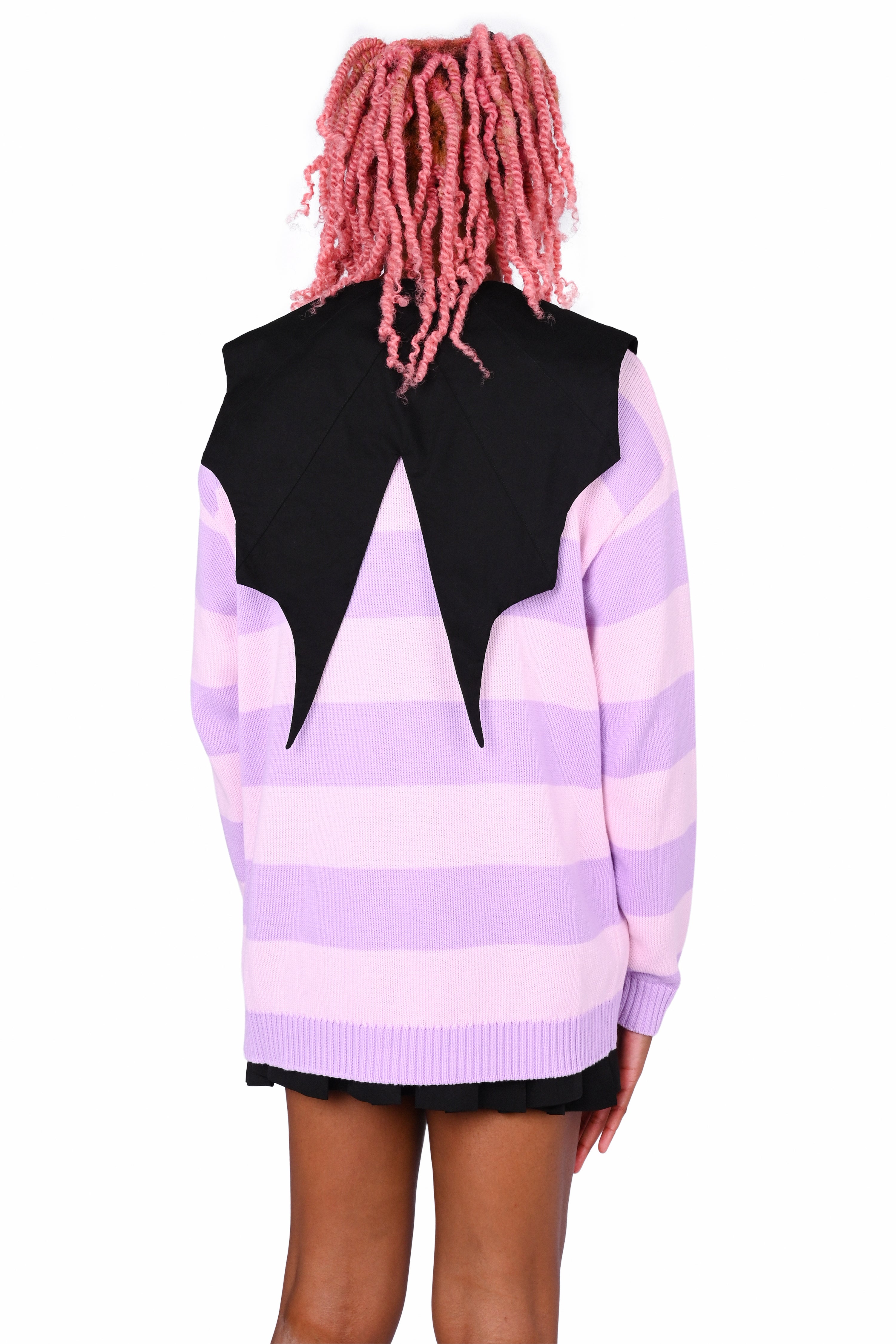 Striped Bat Collar Cardigan