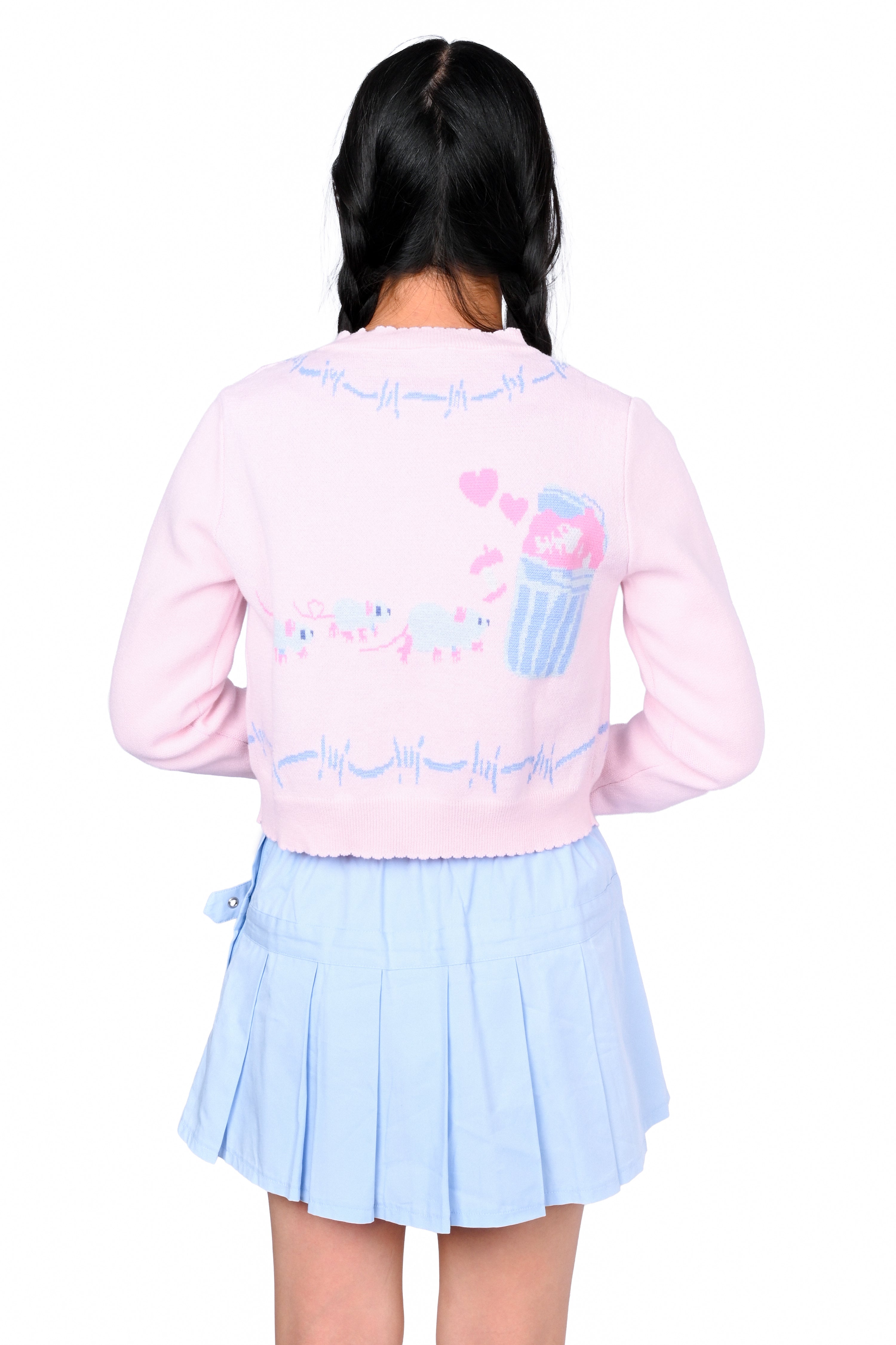 Trash Parade Cropped Cardigan - Pink