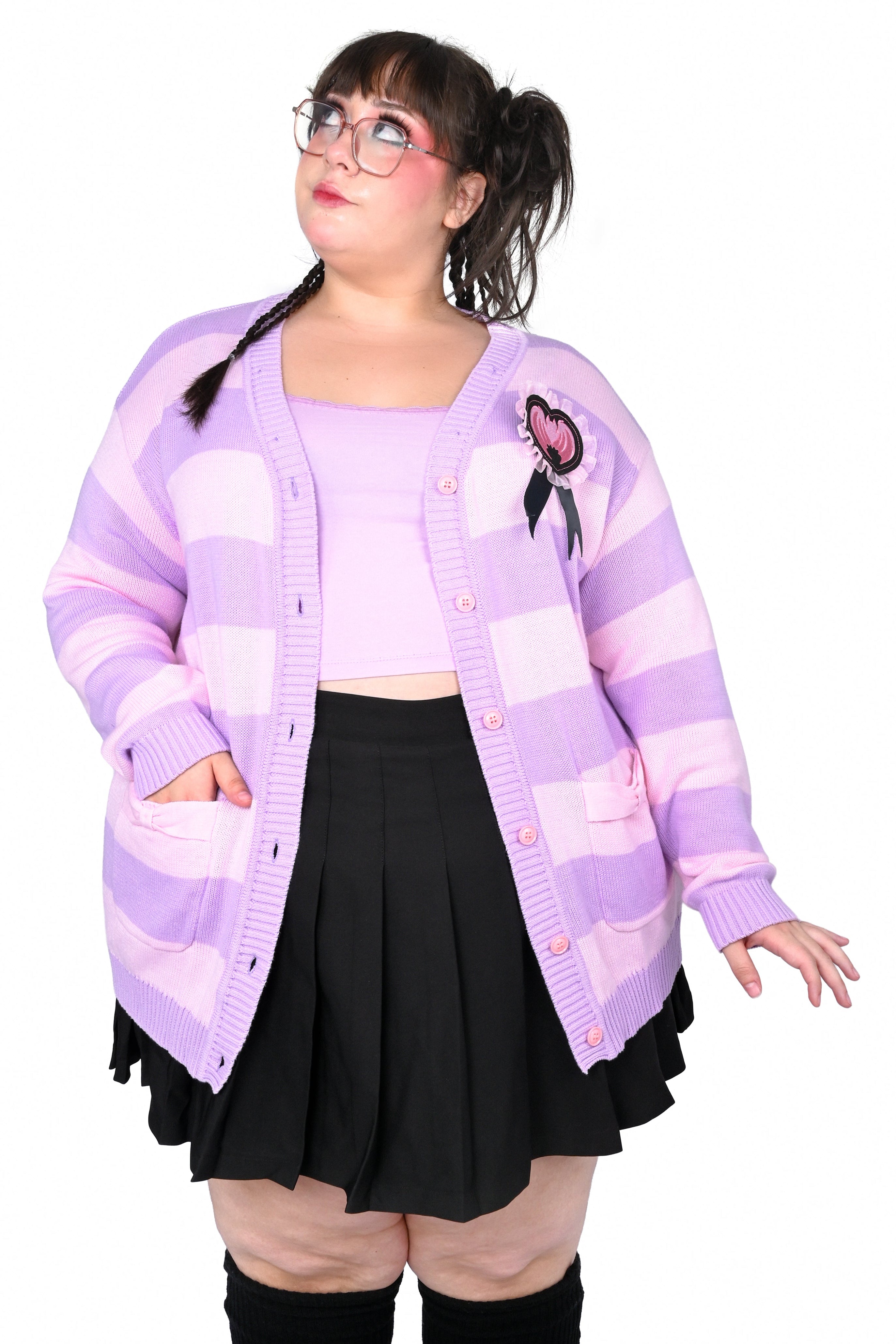 Striped Bat Collar Cardigan