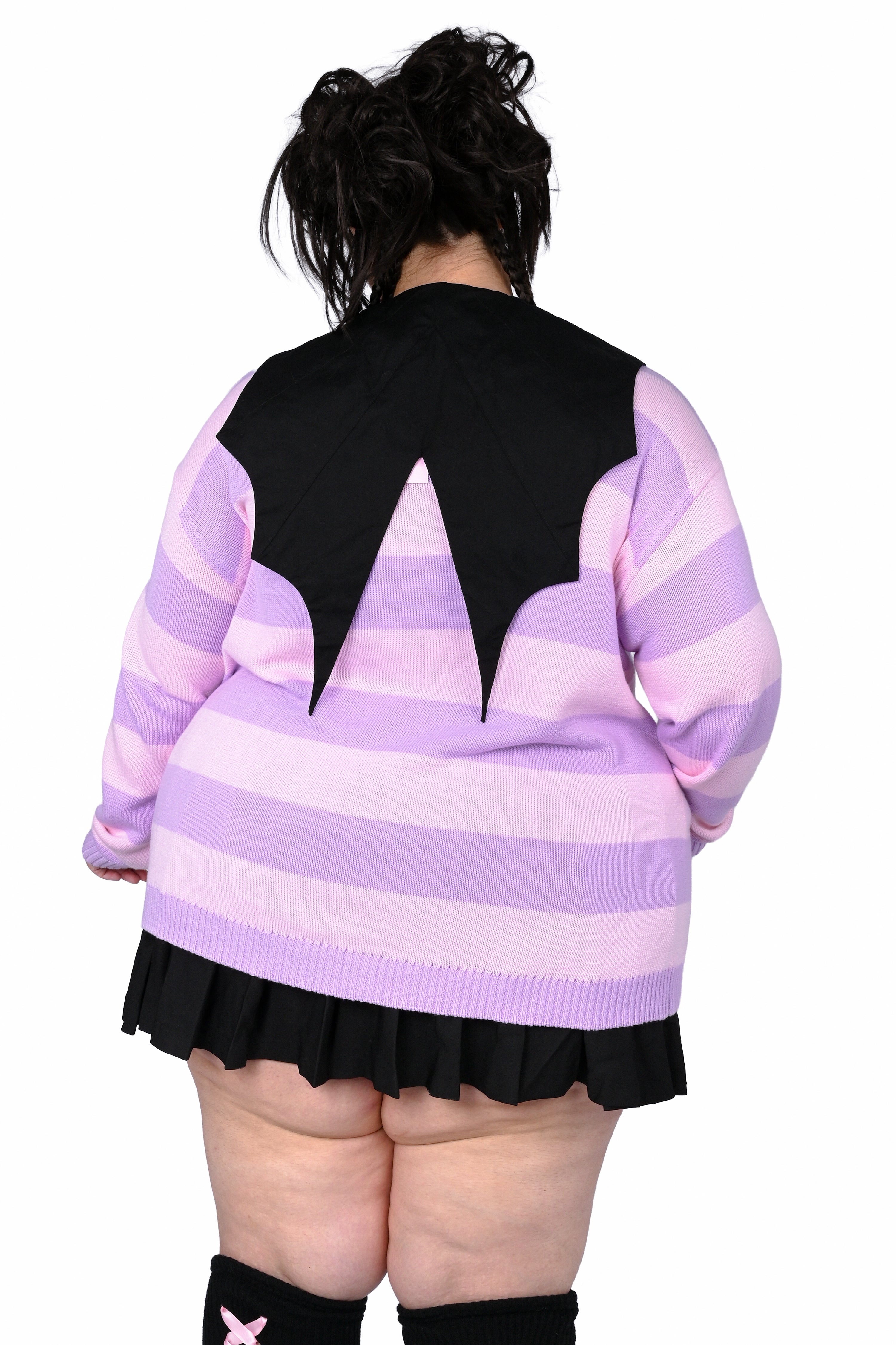 Striped Bat Collar Cardigan