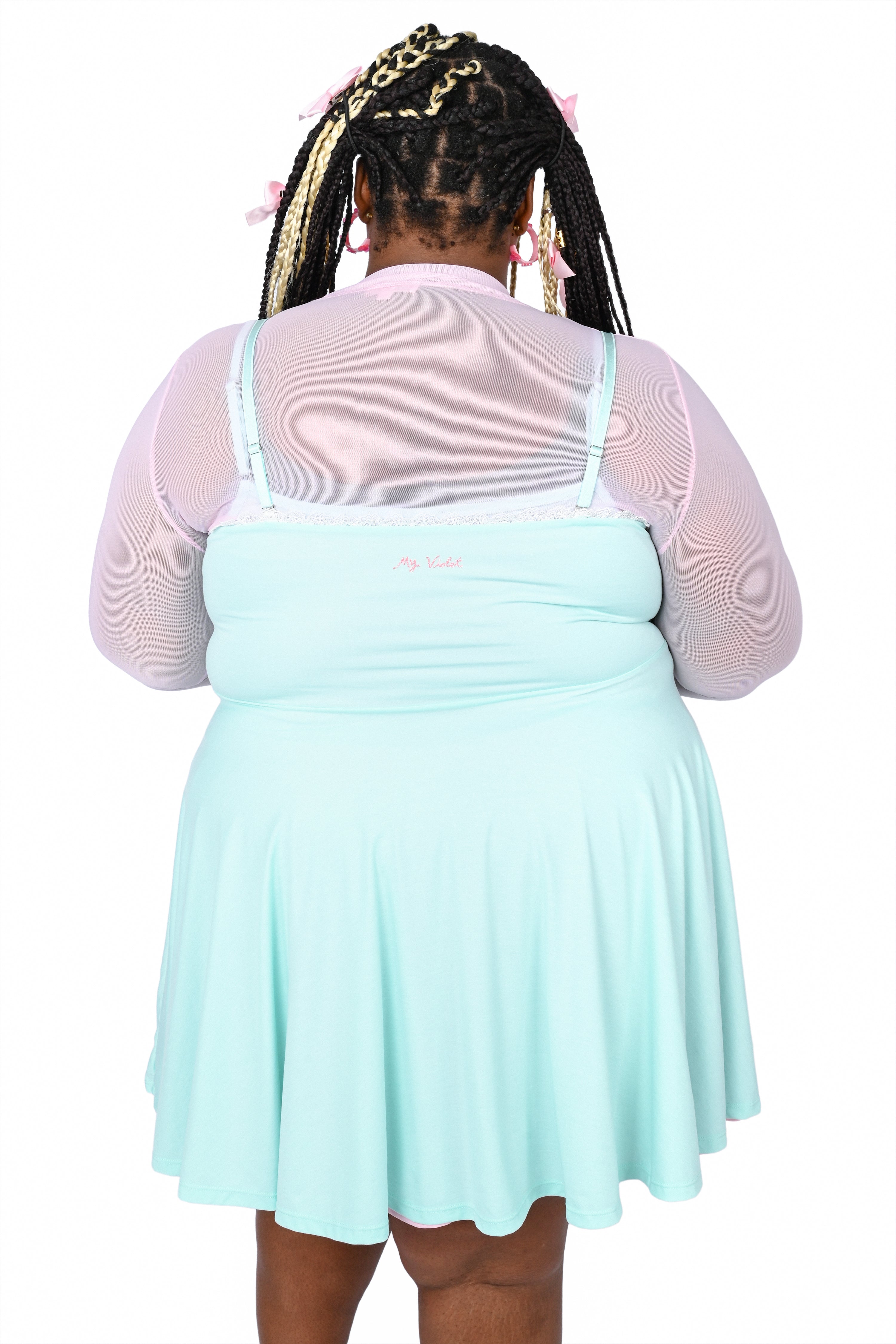 Basics Reversible Skater Dress - Mint/Pink