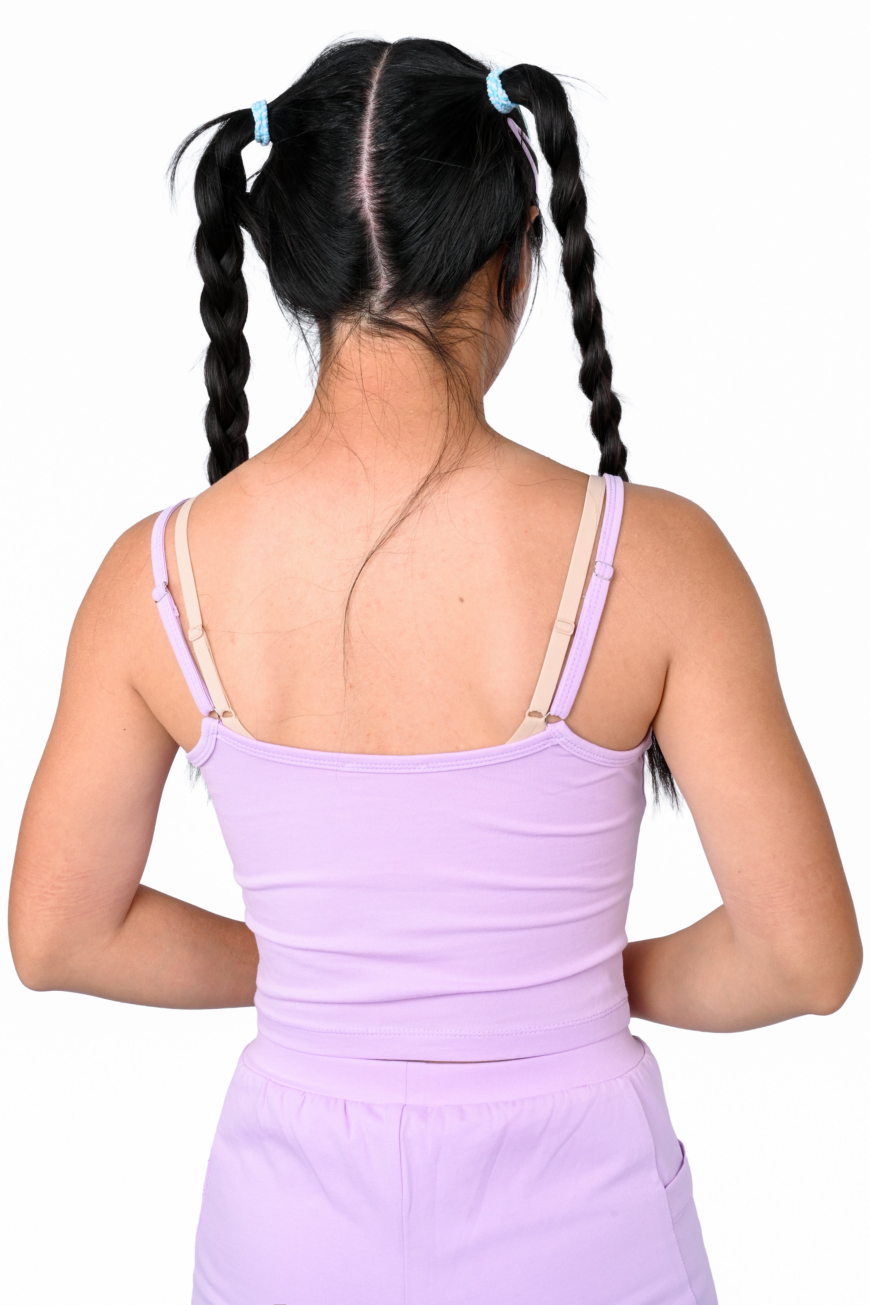 Basics Long Sleeve Mesh Top and Cami Set - Mint/Lavender