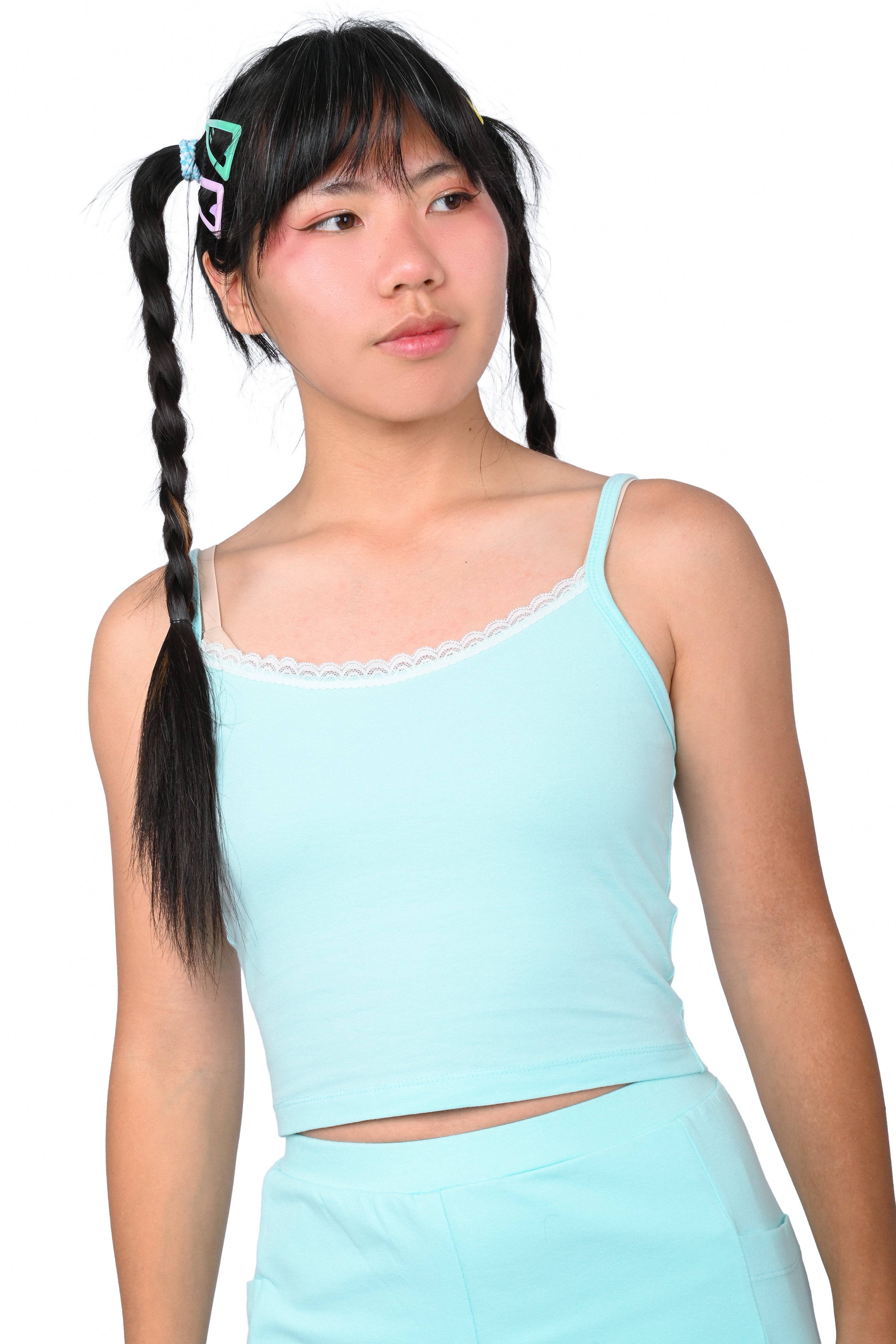 Basics Long Sleeve Mesh Top and Cami Set - Pink/Mint – My Violet