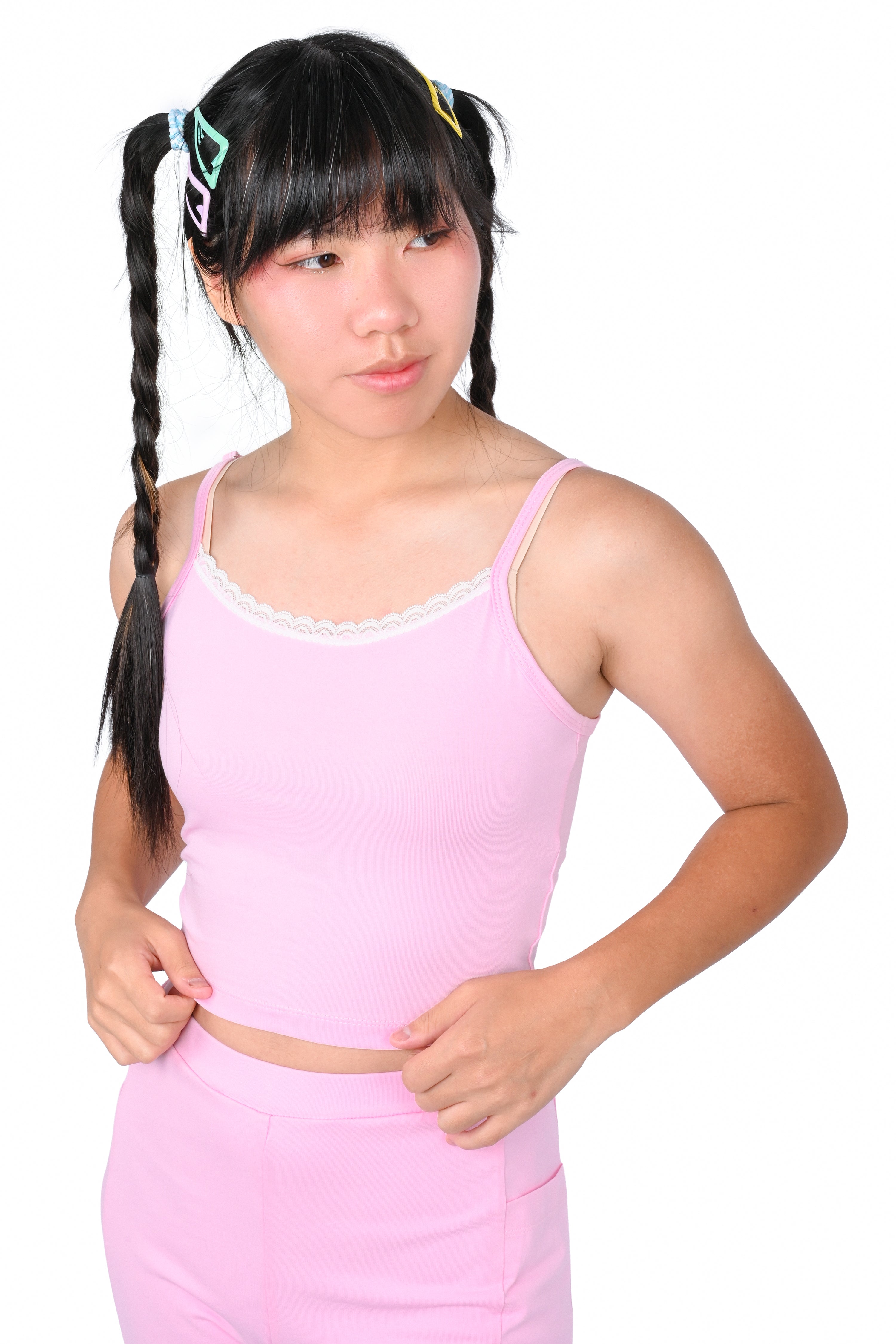 Basics Long Sleeve Mesh Top and Cami Set - Lavender/Pink – My Violet