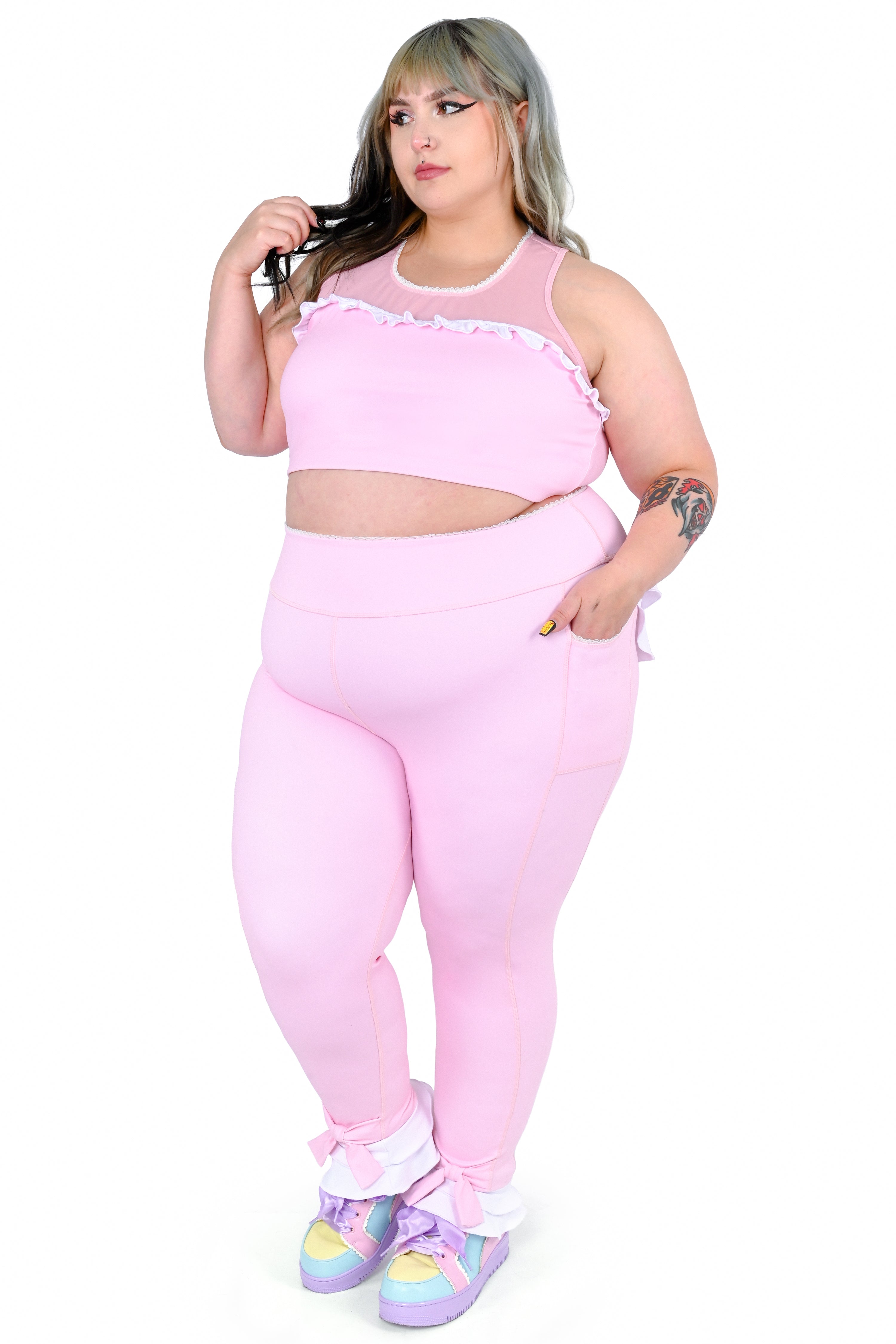 Pink Ruffle Leggings