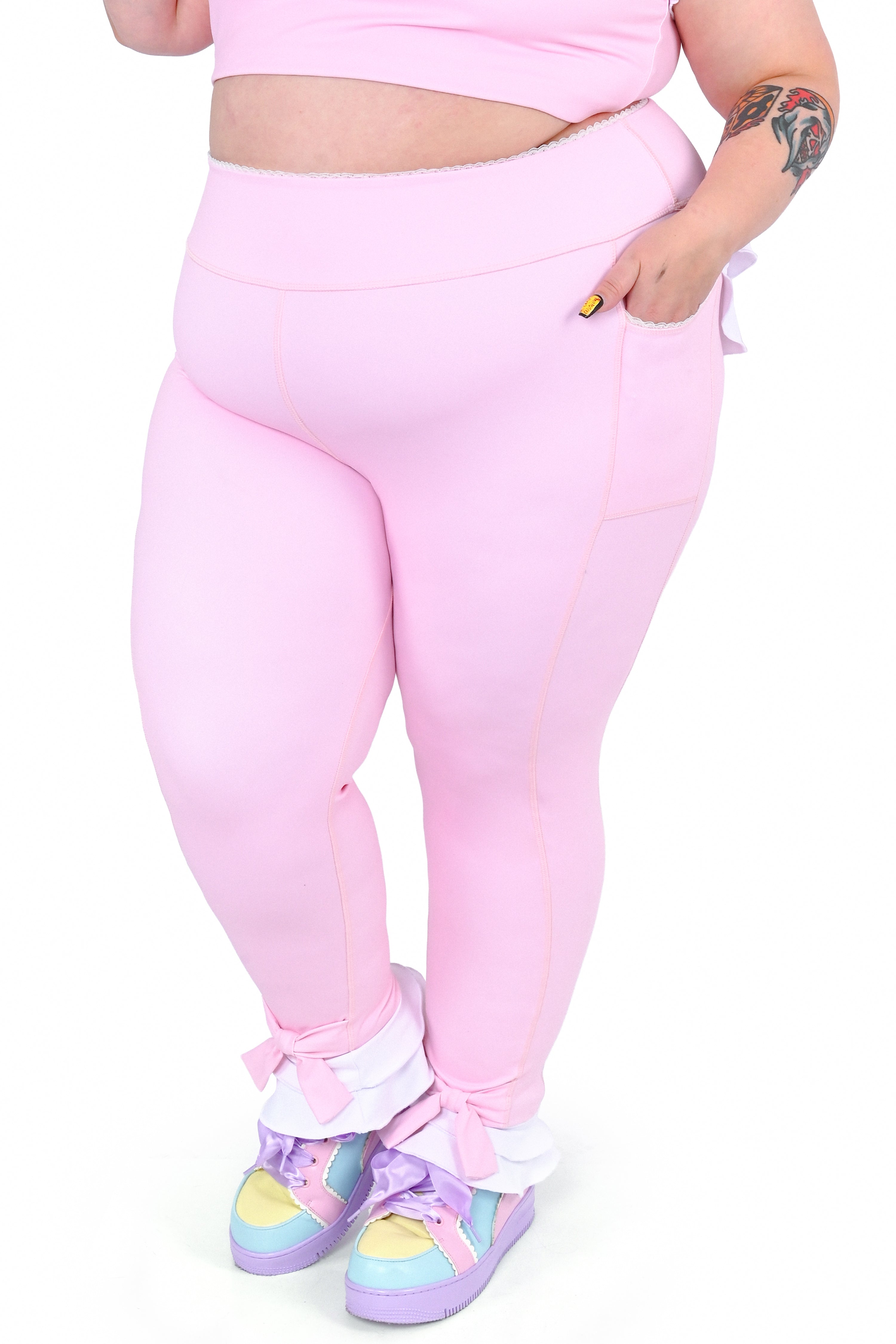 Pink Ruffle Leggings