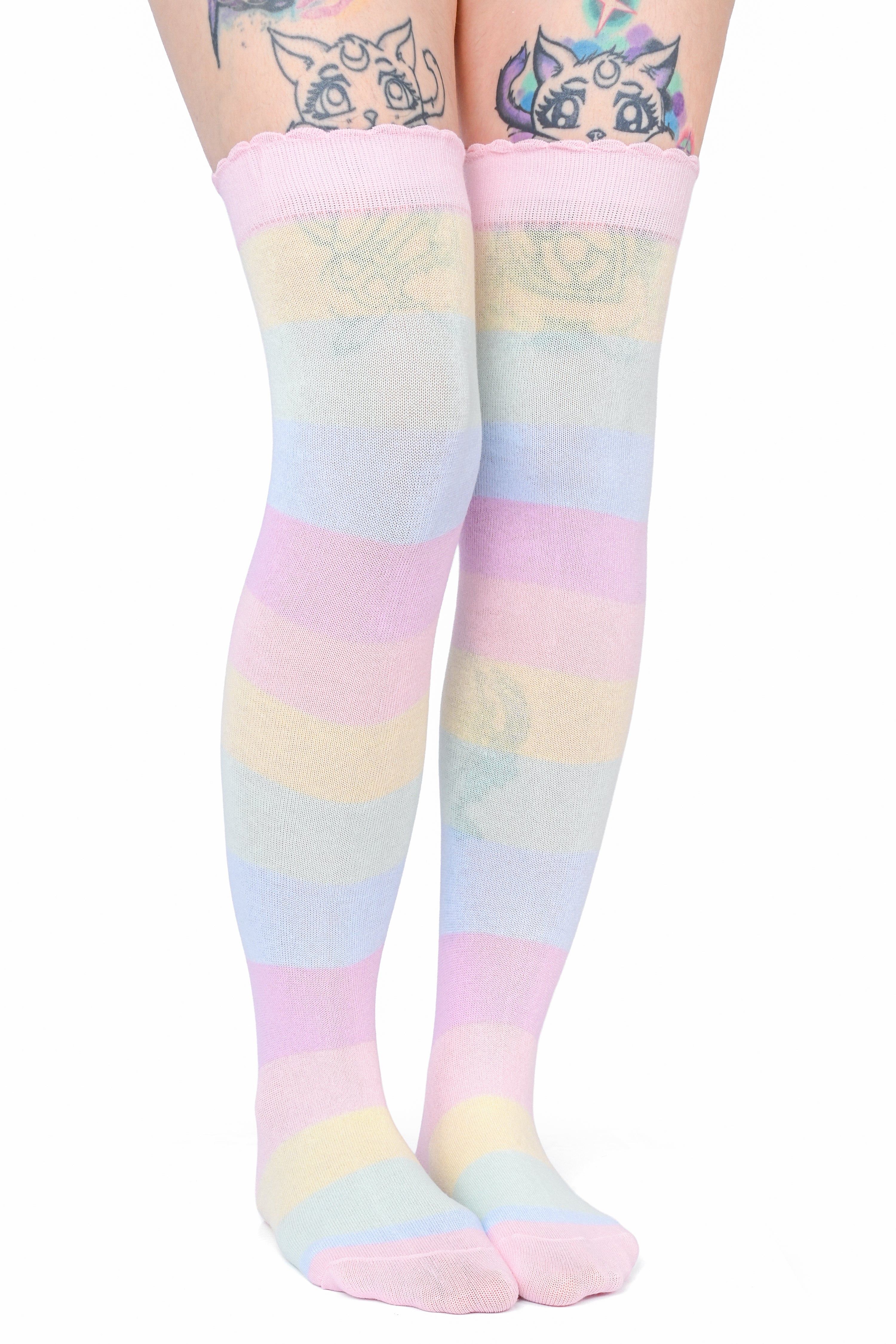 Rainbow Stripe Over Knee Socks