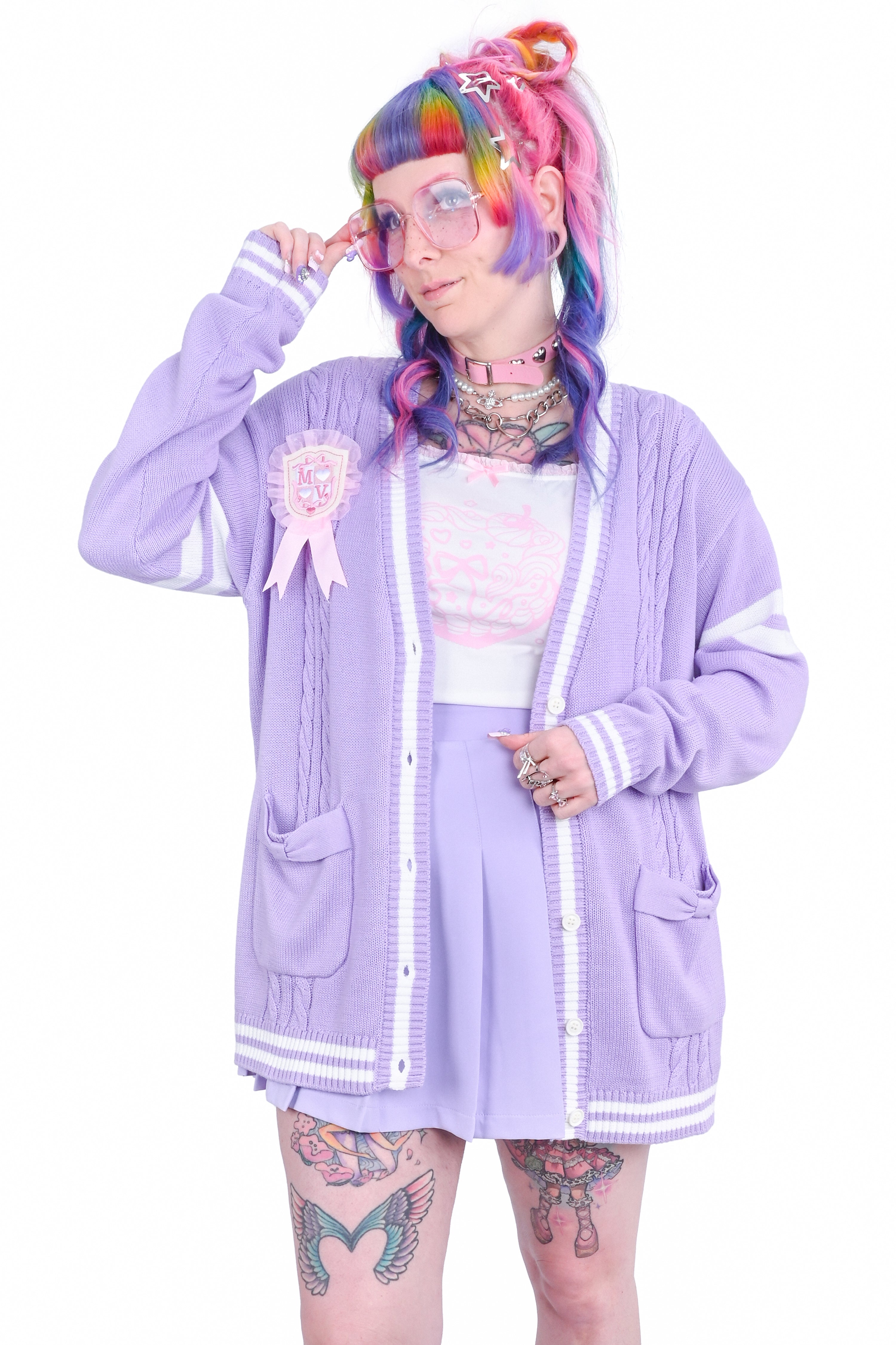 My color big cardigan ロゼミューズ パープル My color big cardigan – BUNNY APARTMENT