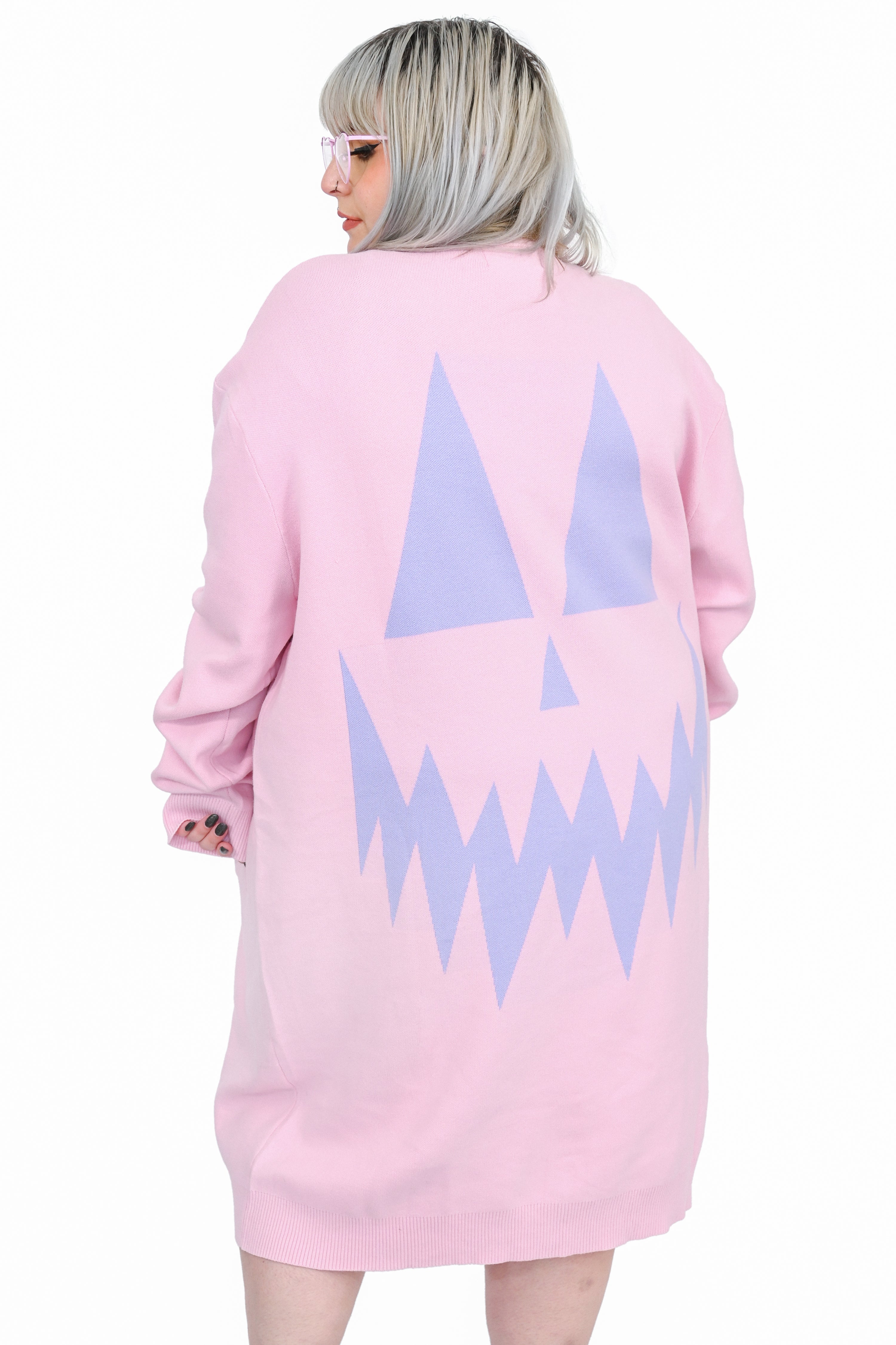 Pastel Carving Party Sweater Duster