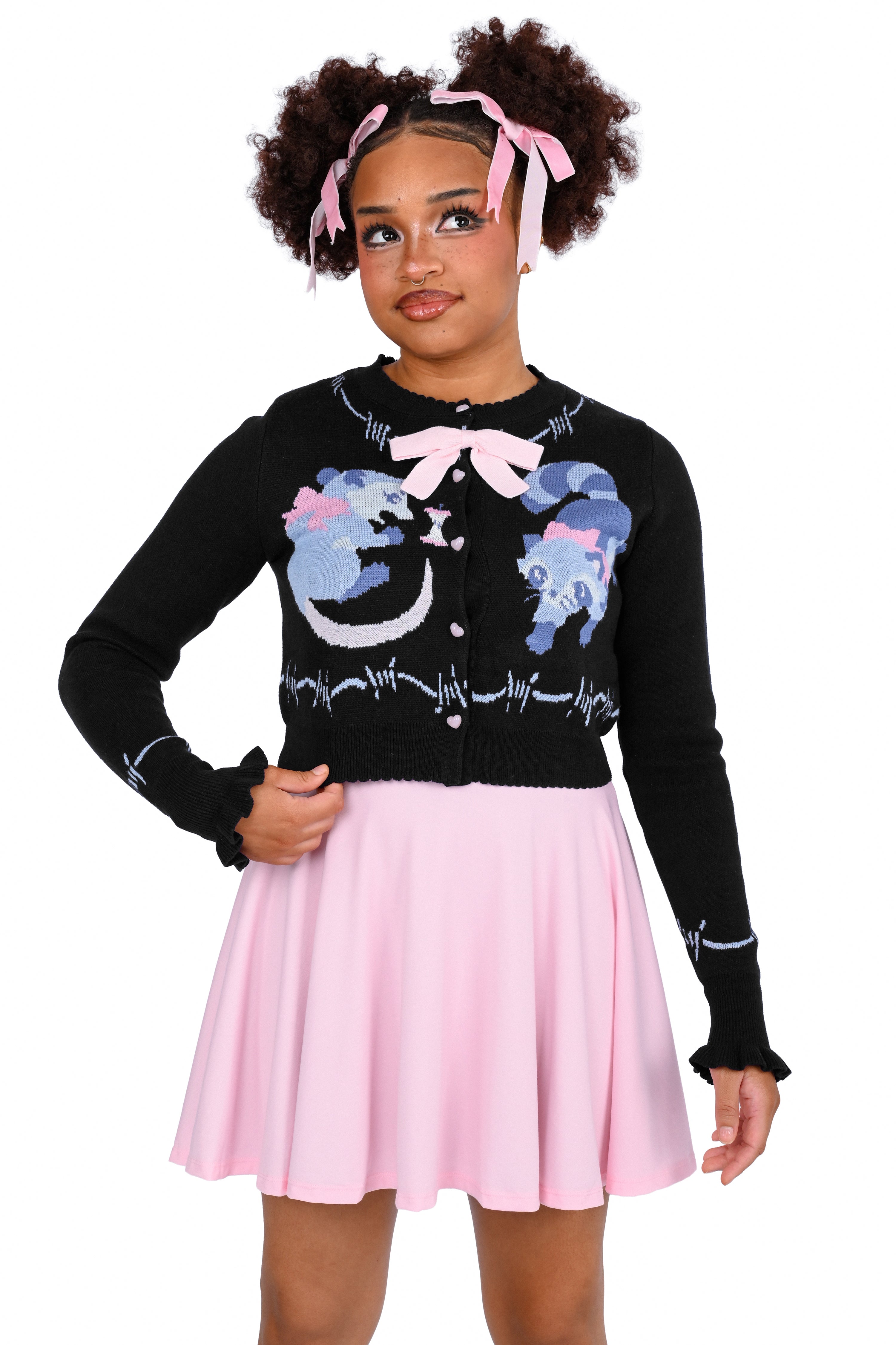 Trash Parade Cropped Cardigan - Black
