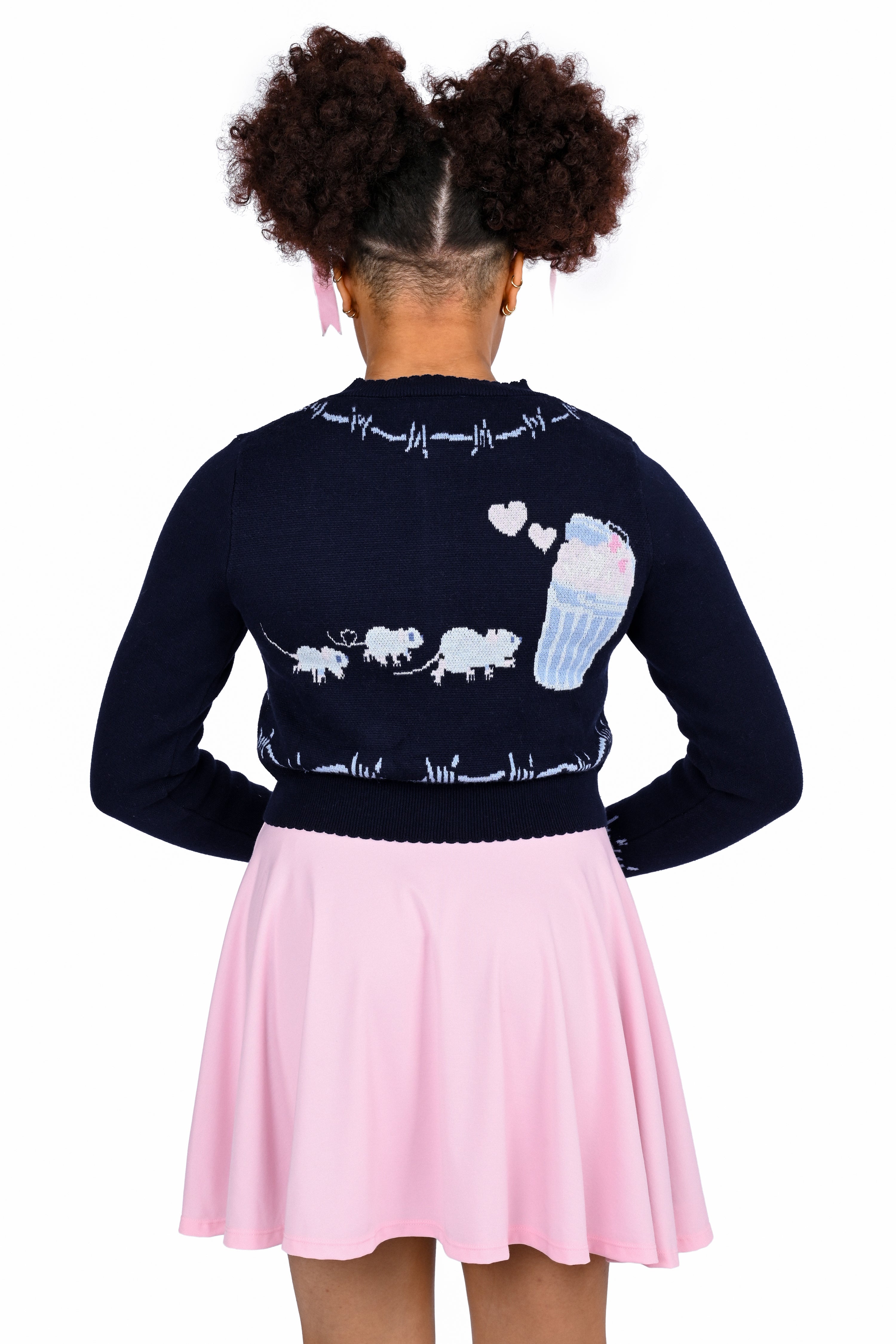 Trash Parade Cropped Cardigan - Navy