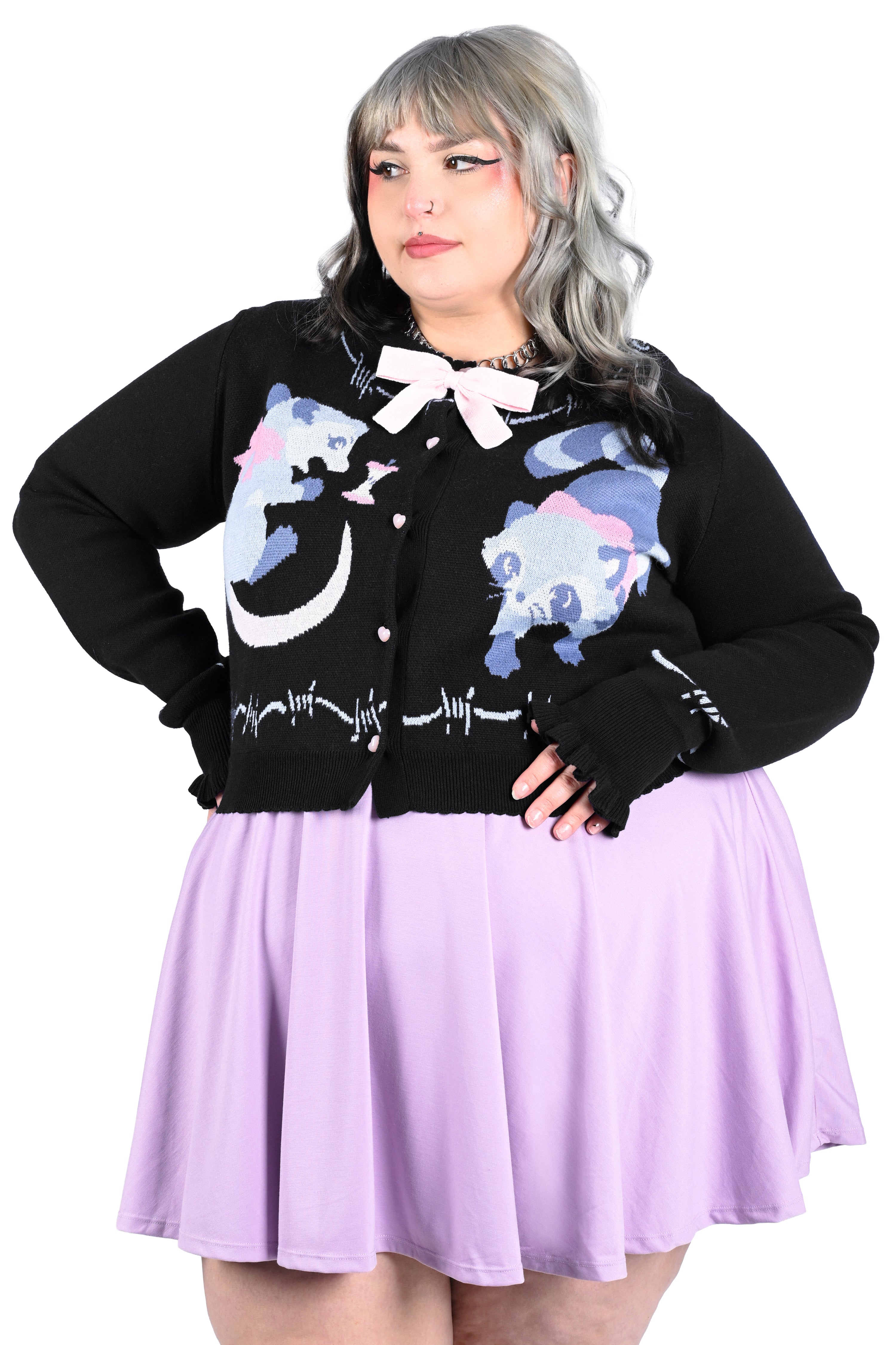 Trash Parade Cropped Cardigan - Black