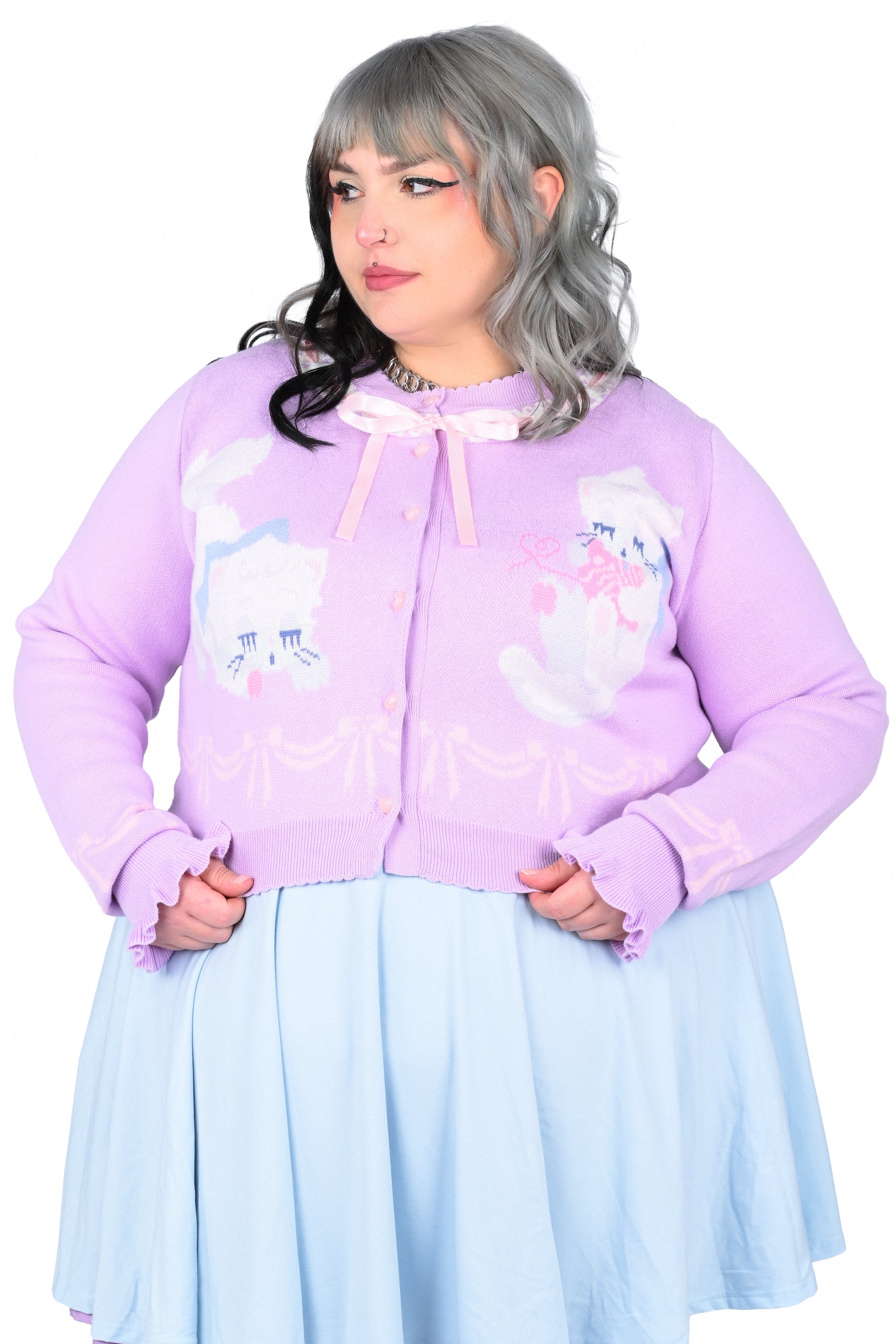 Sleepy Kittens Cropped Cardigan - Lilac – My Violet