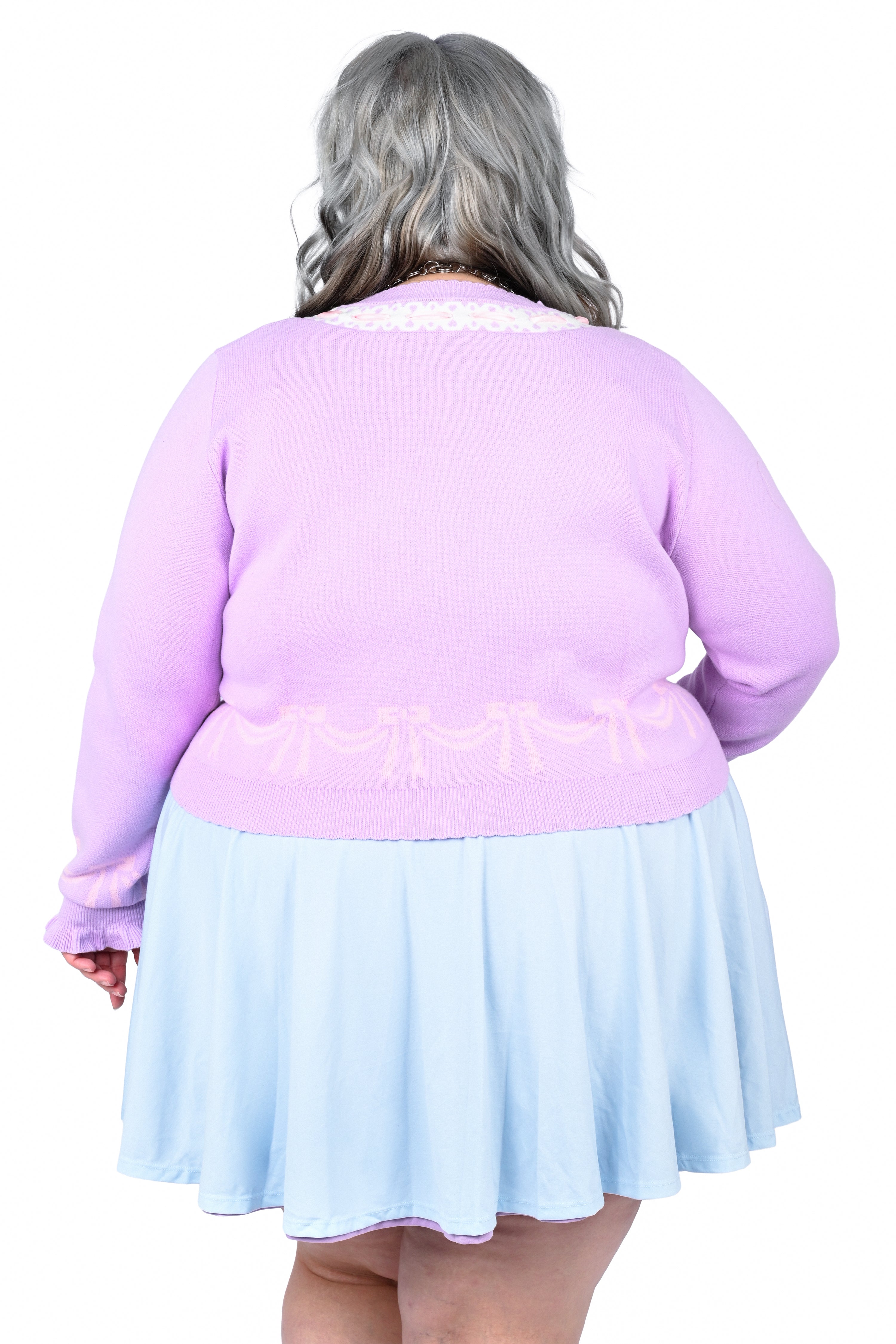 Sleepy Kittens Cropped Cardigan - Lilac