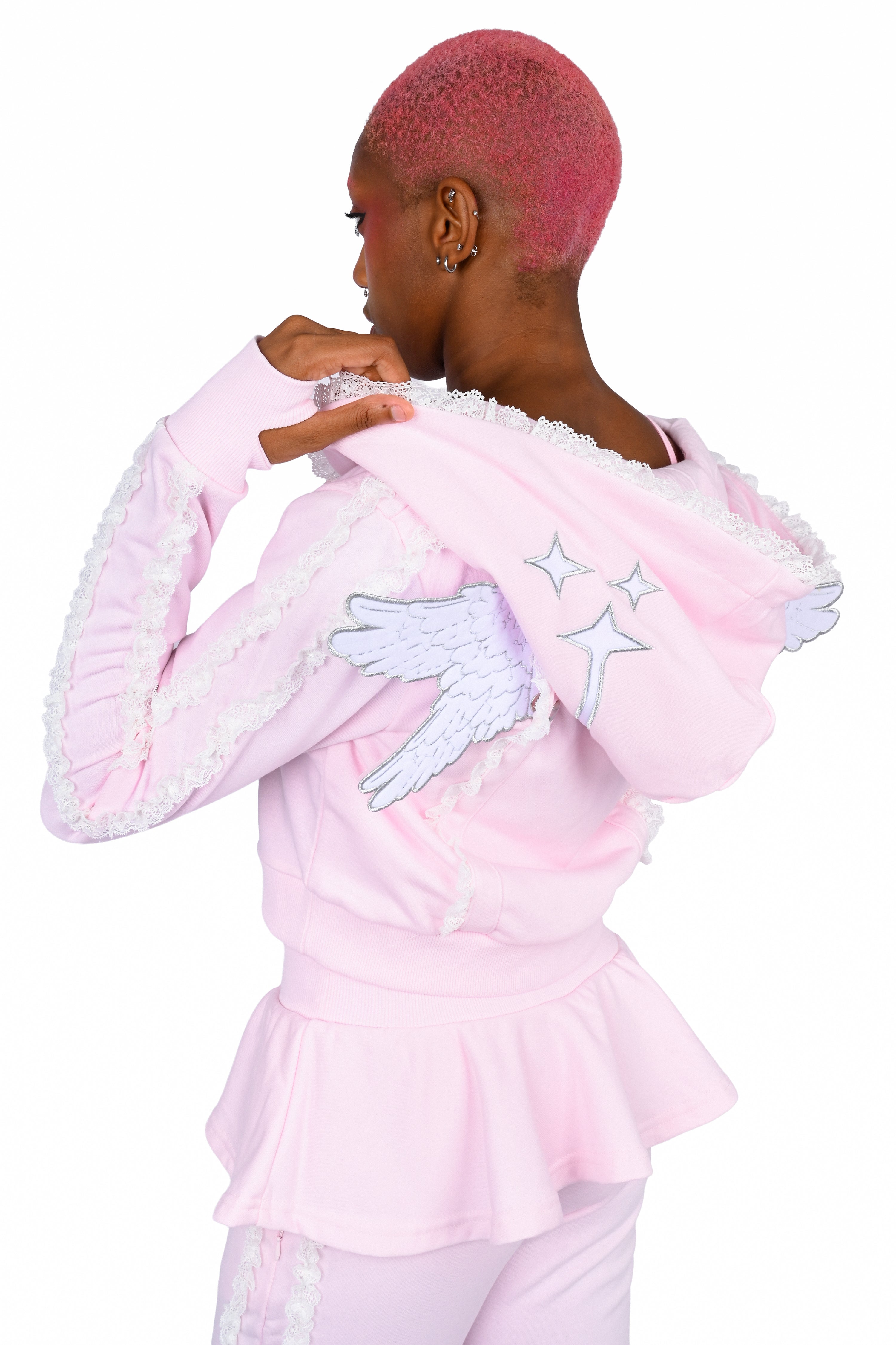 Halo Angel Wing Hoodie - Pink