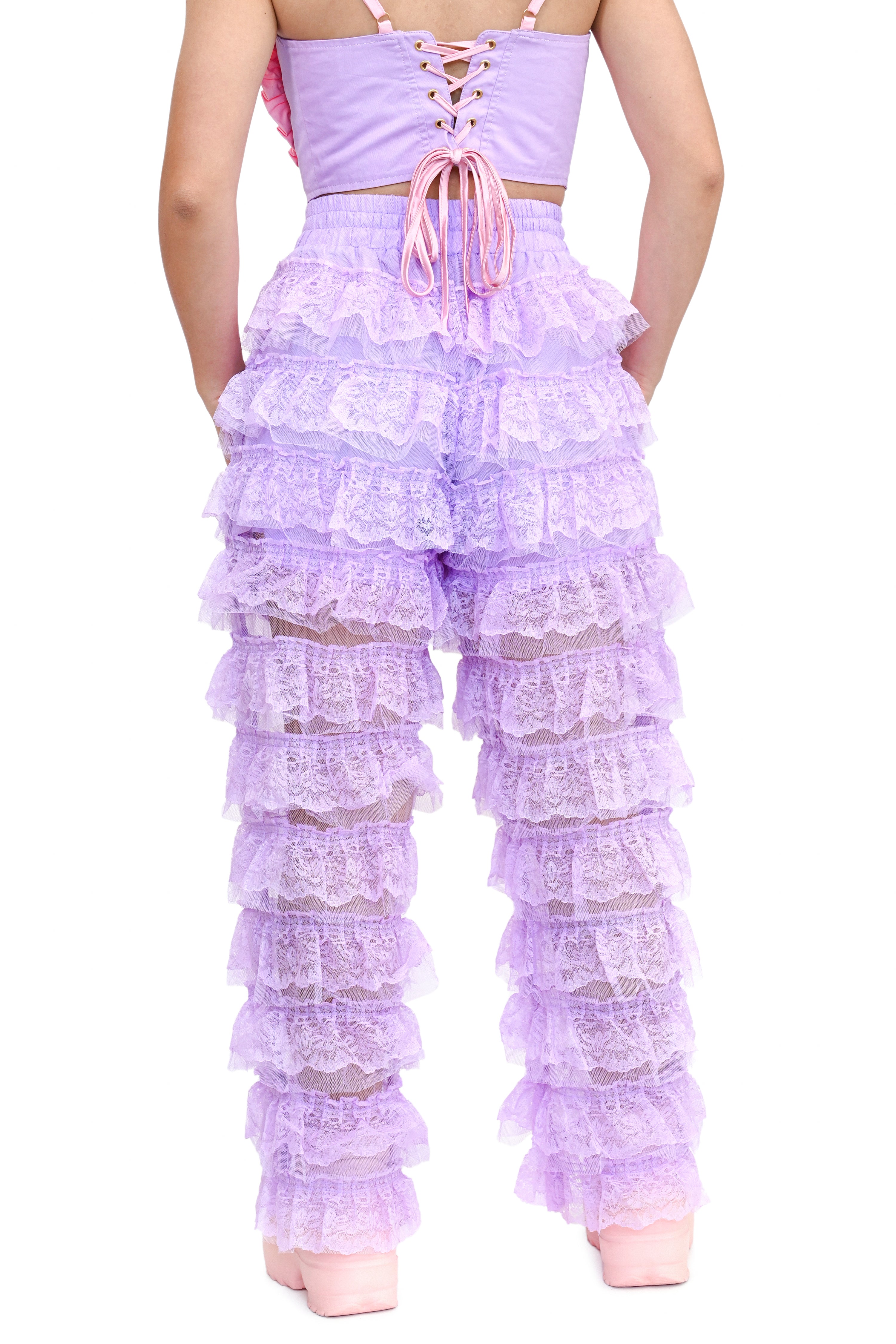 Angel Cake Long Ruffle Pants - Purple