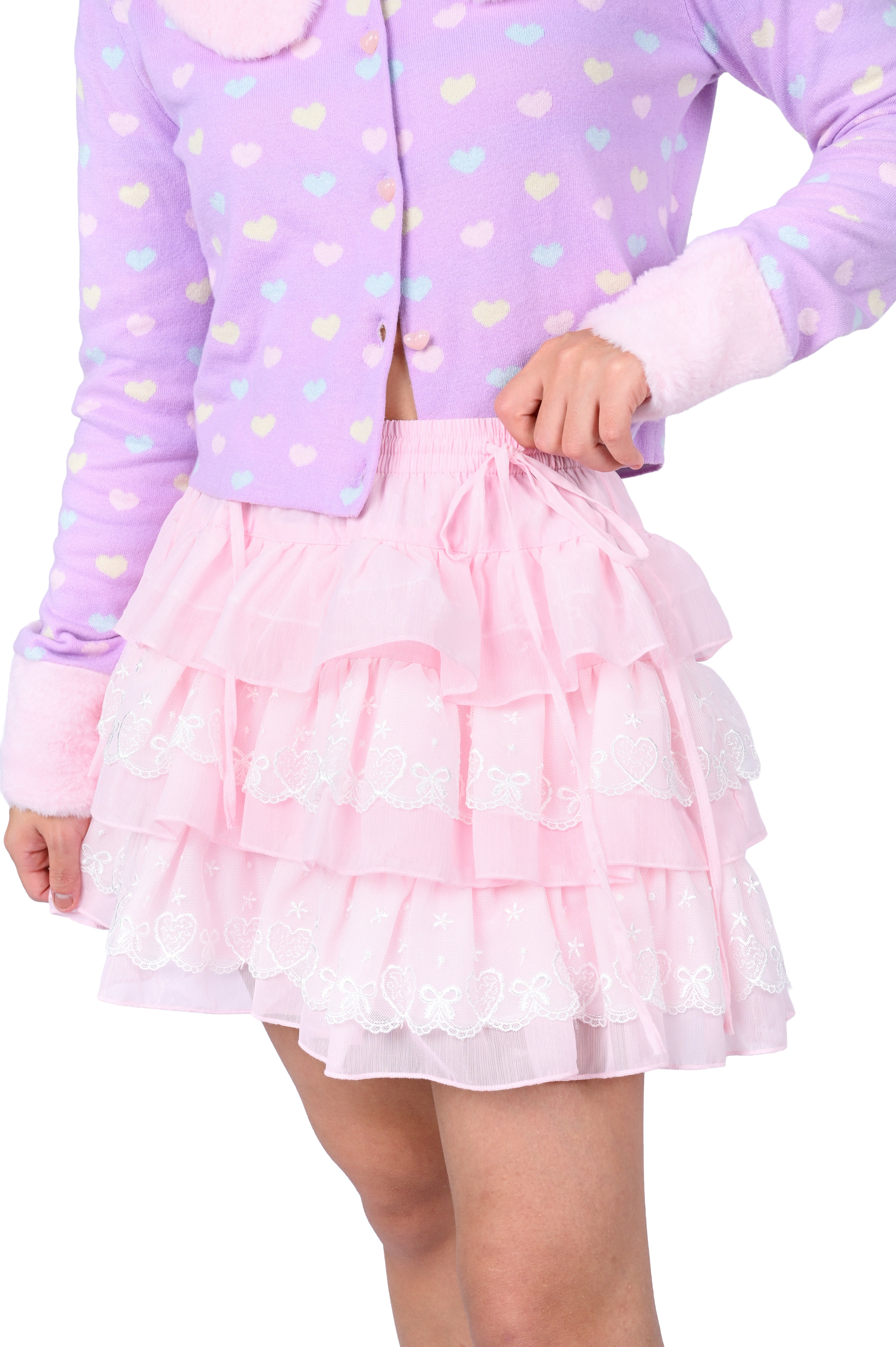 April Tiered Ruffle Skort - Pink
