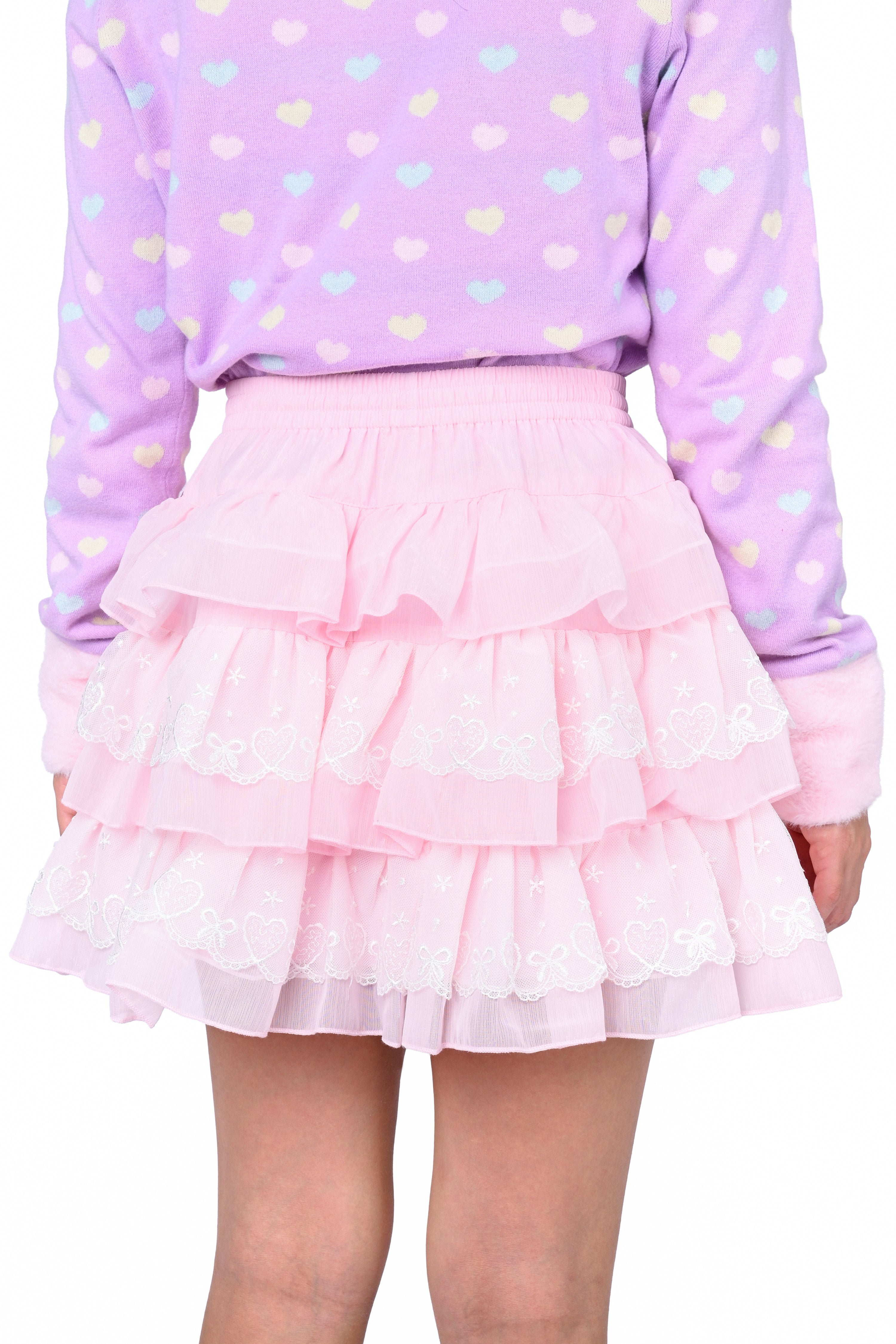 April Tiered Ruffle Skort - Pink