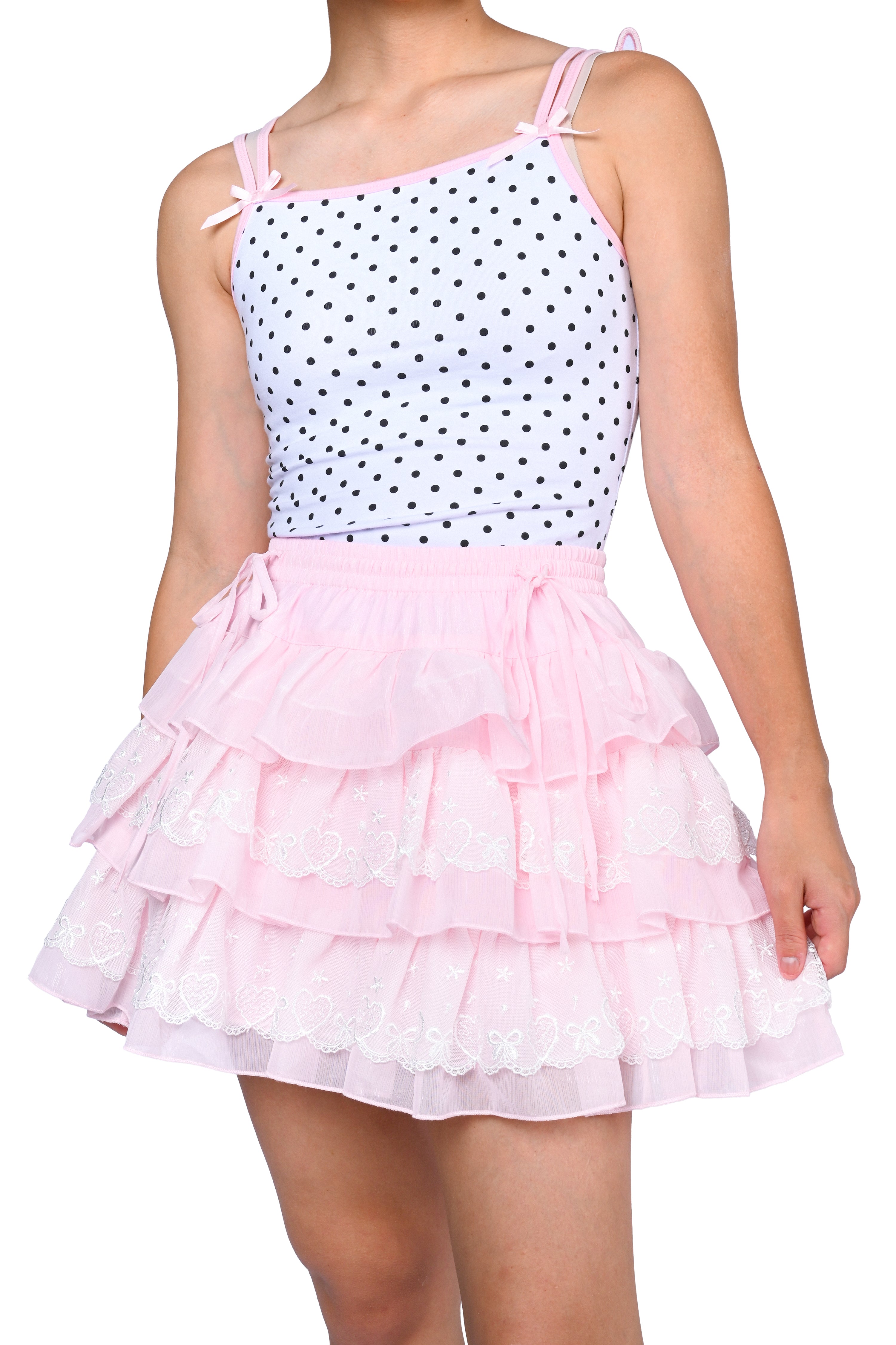 April Tiered Ruffle Skort - Pink