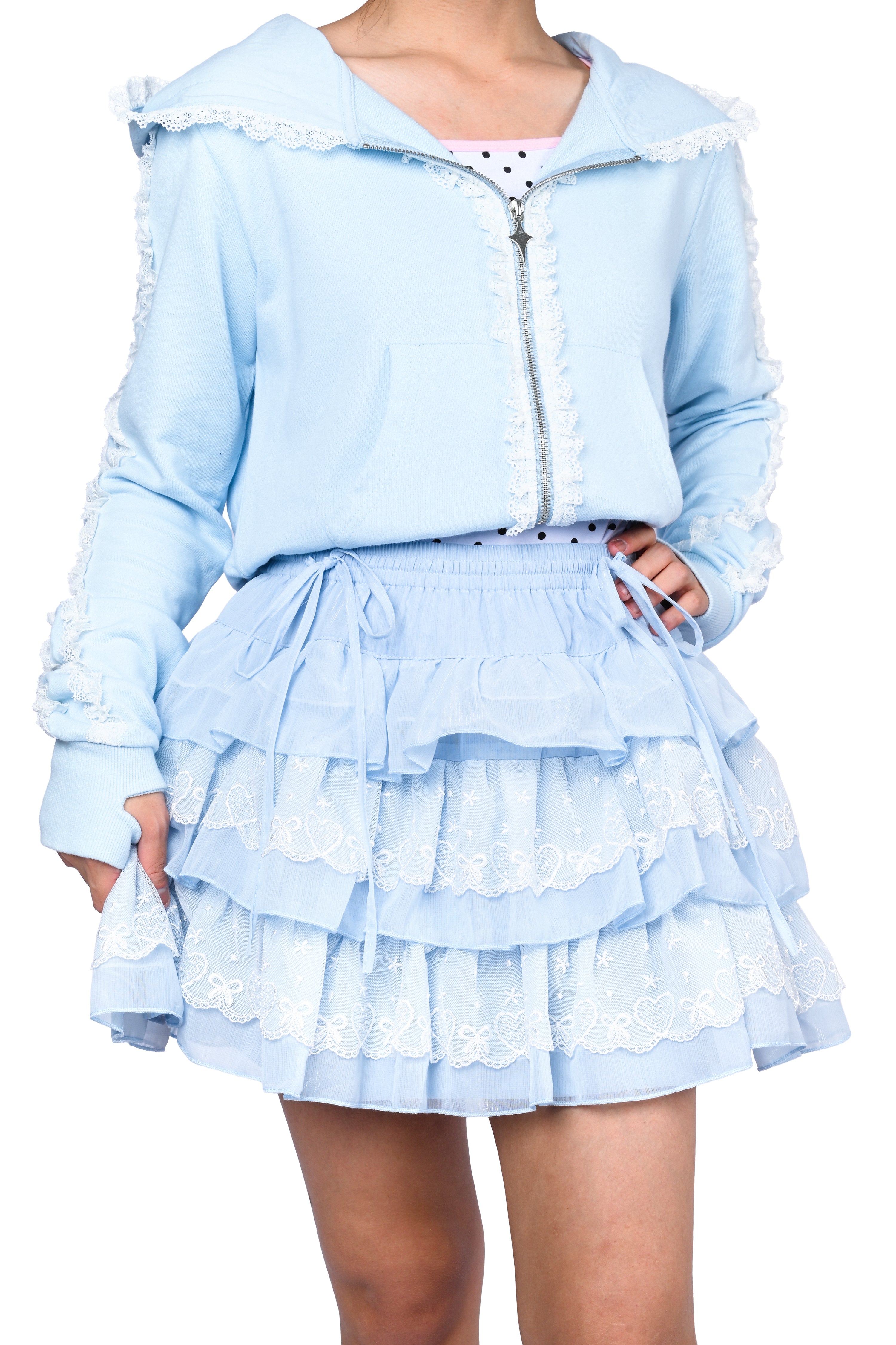 April Tiered Ruffle Skort - Sky Blue