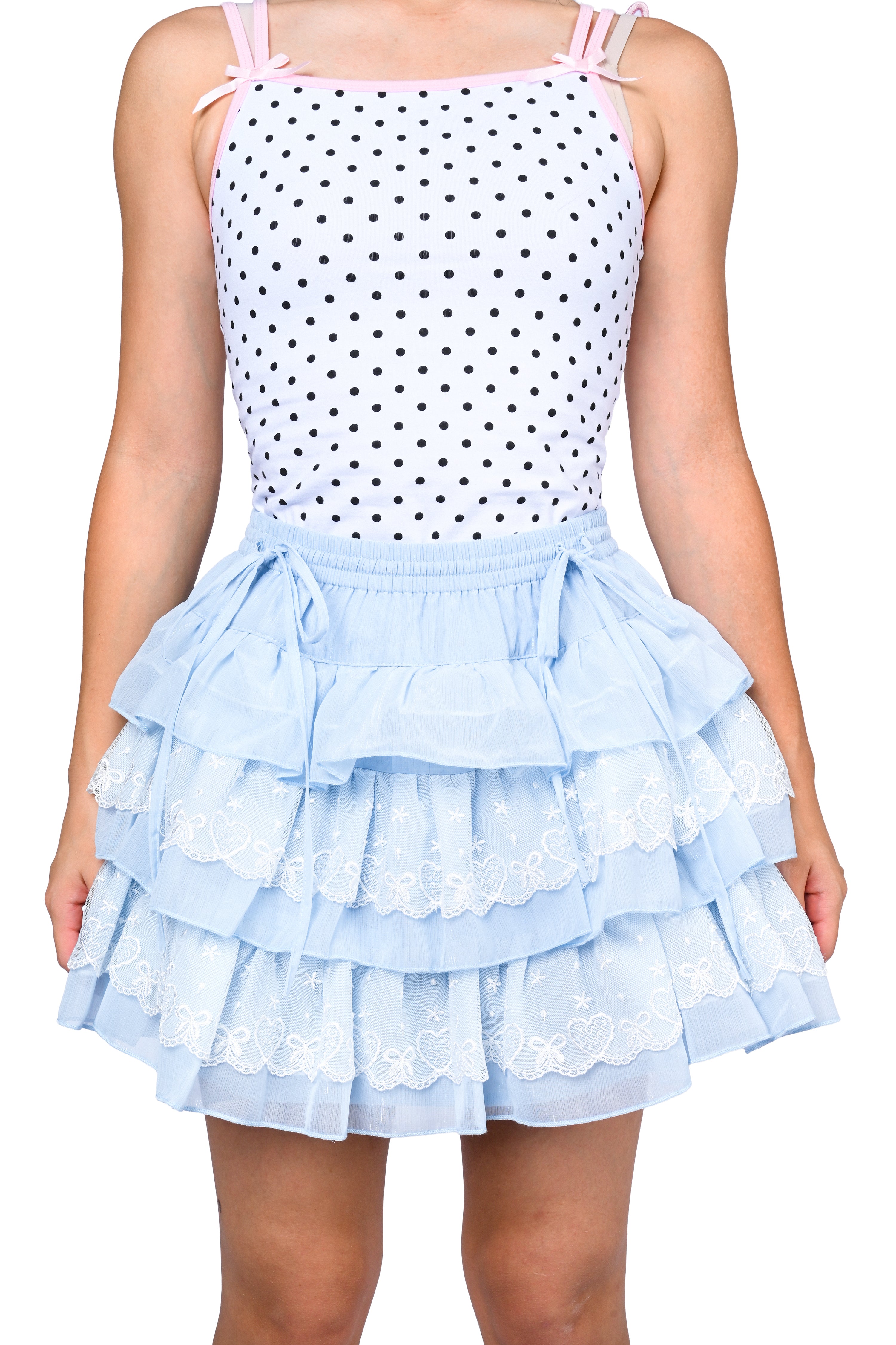 April Tiered Ruffle Skort - Sky Blue