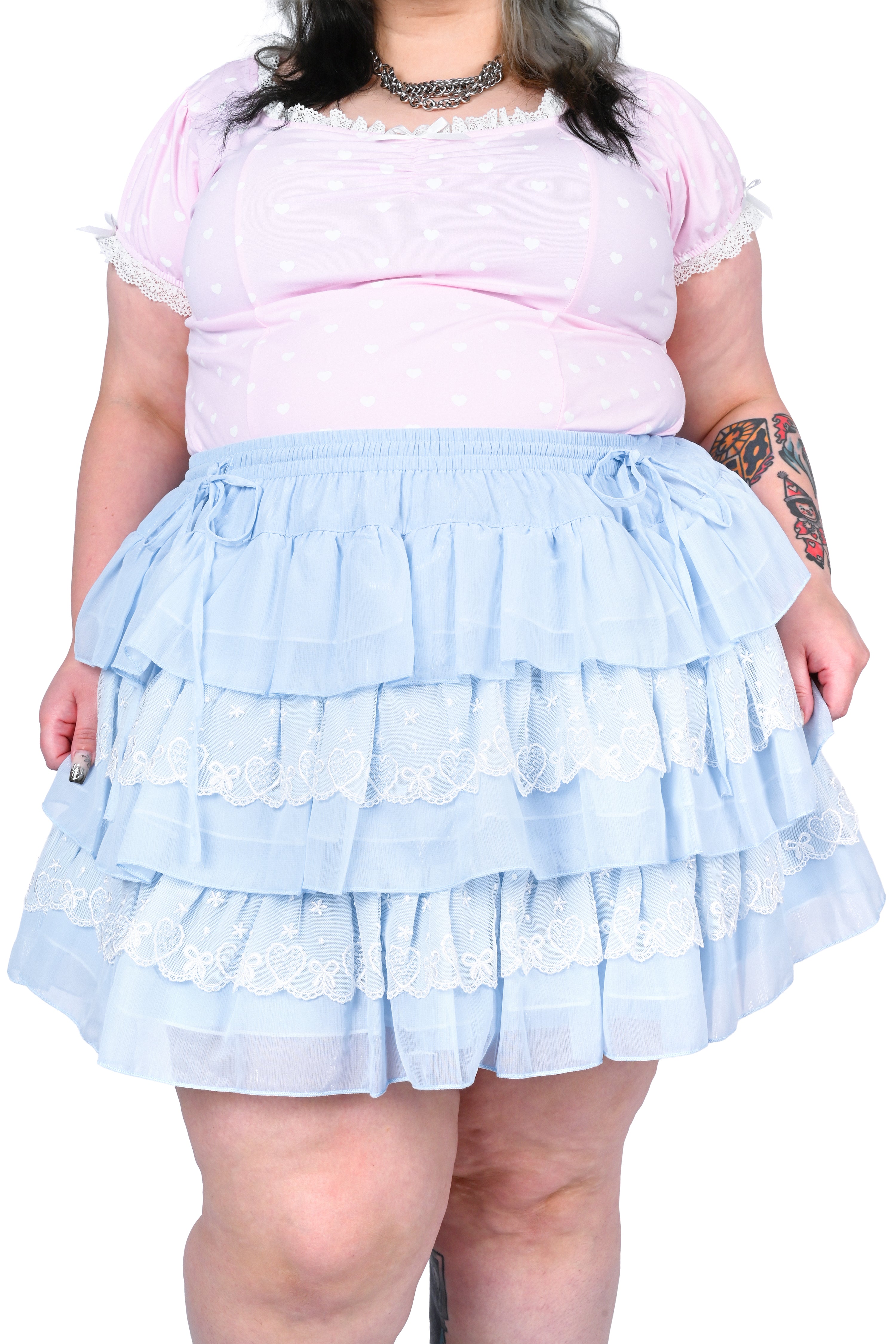 April Tiered Ruffle Skort - Sky Blue