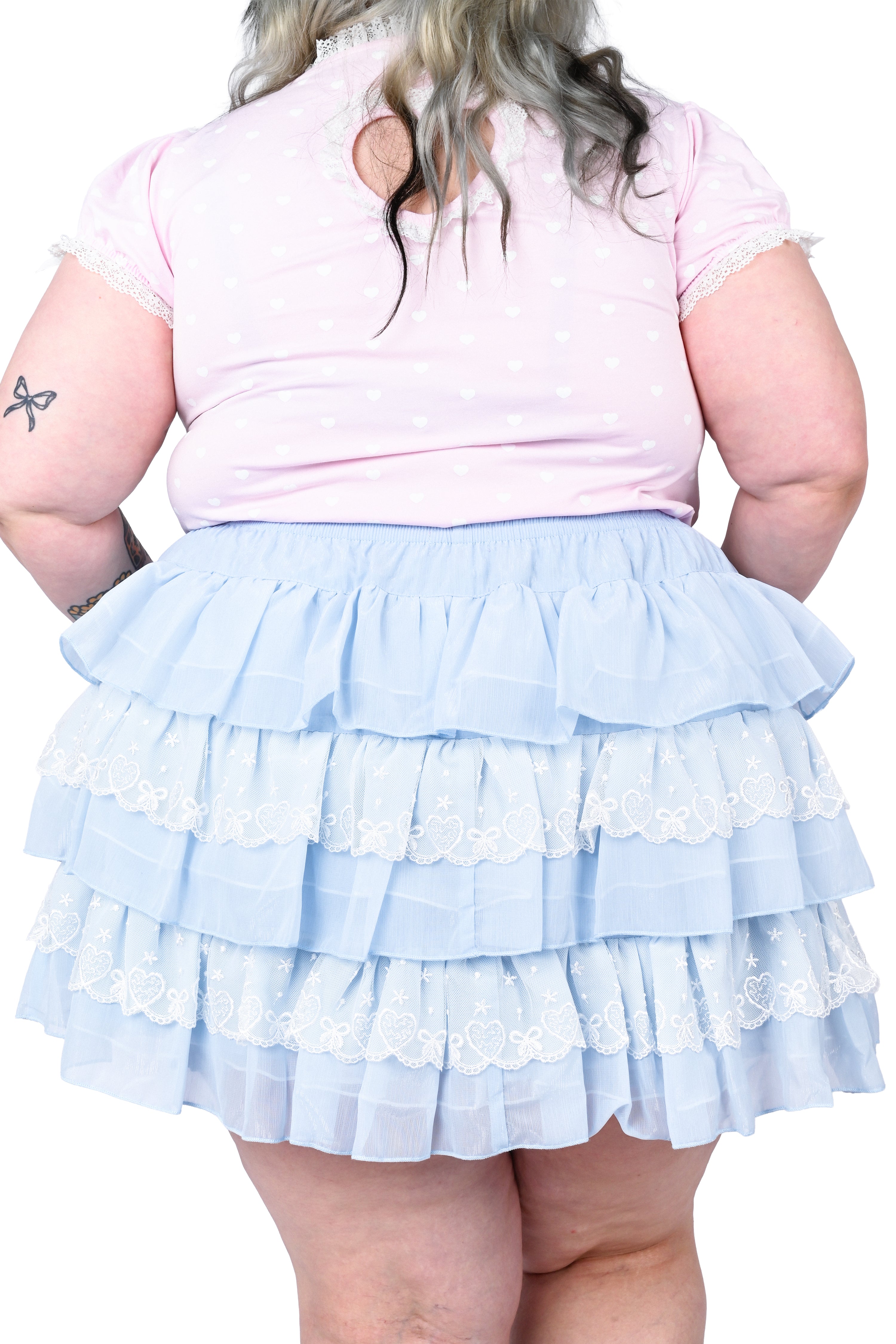 April Tiered Ruffle Skort - Sky Blue